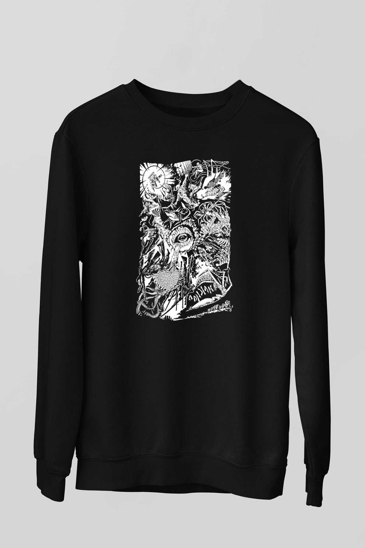 Chainsaw Man Baskılı Unisex Siyah Sweatshirt