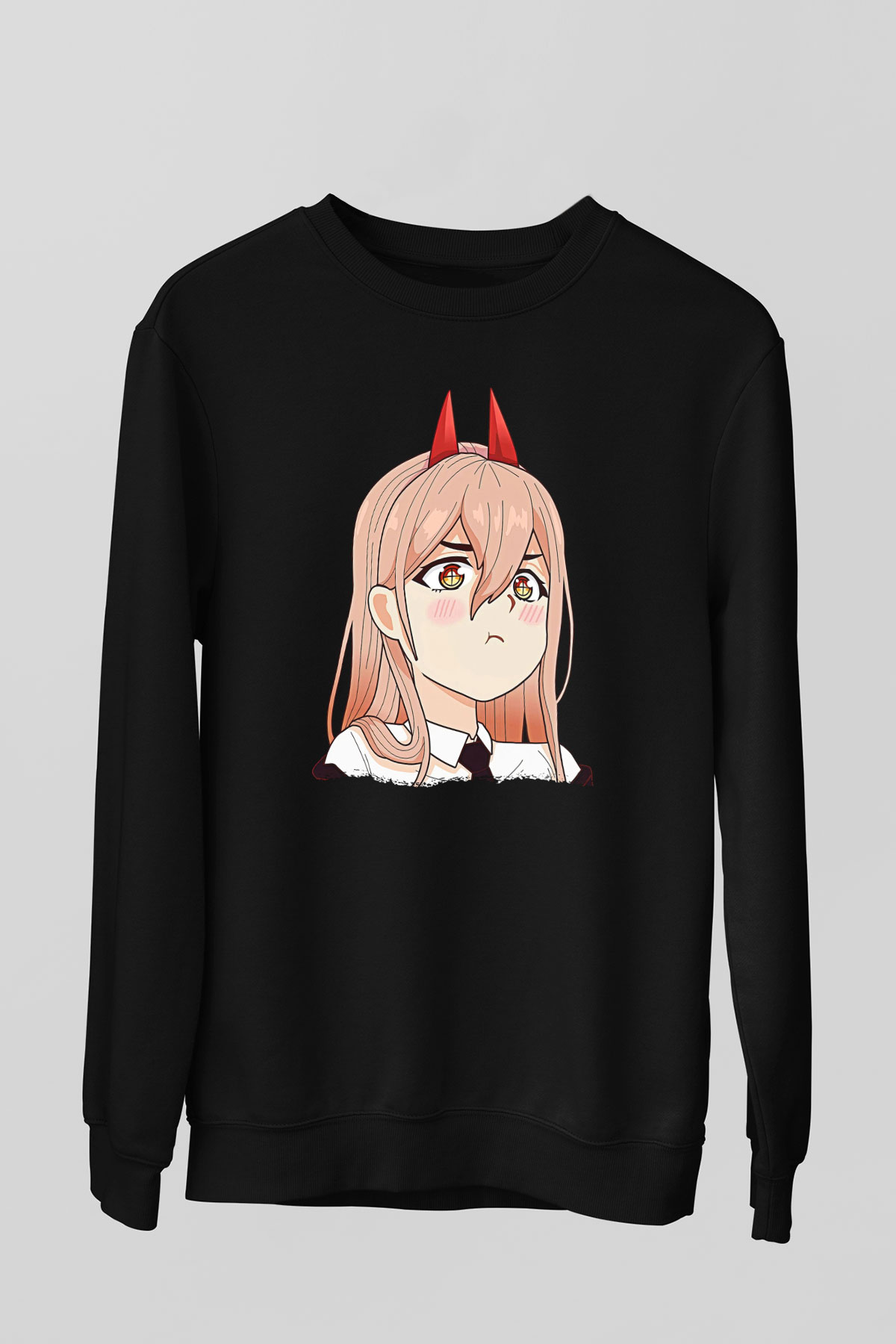 Chainsaw Man Baskılı Unisex Siyah Sweatshirt