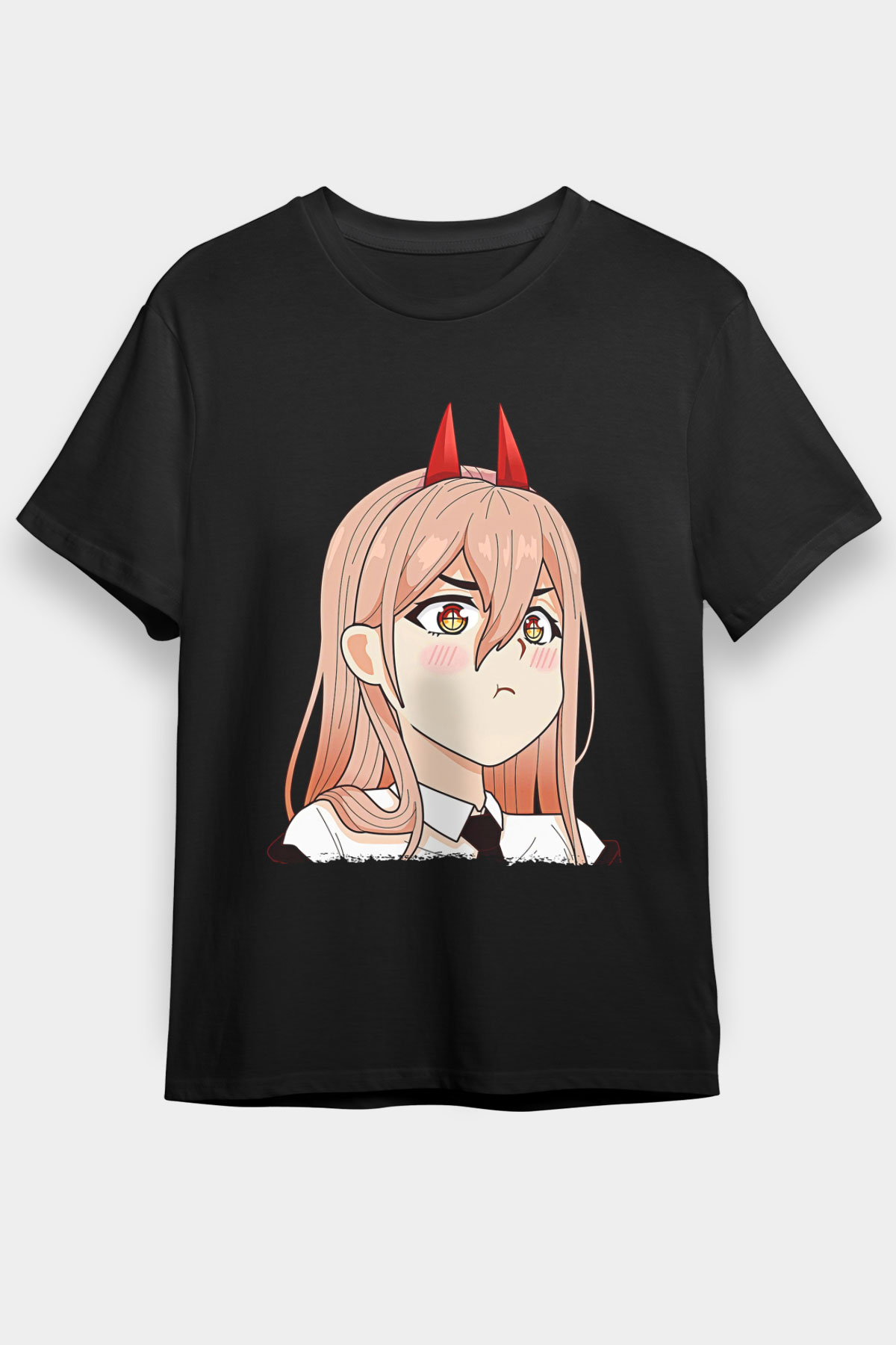 Chainsaw Man Baskılı Unisex Siyah Tişört - Tshirt