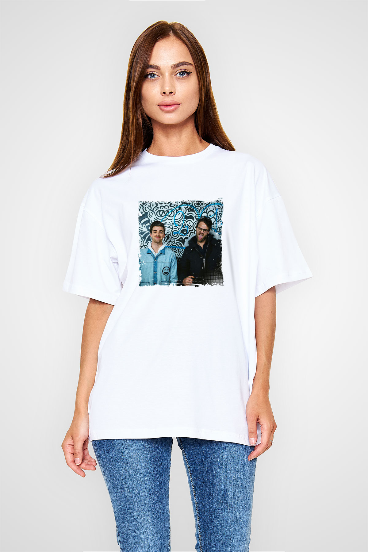 ChainsmokersBaskılı Beyaz Tişört