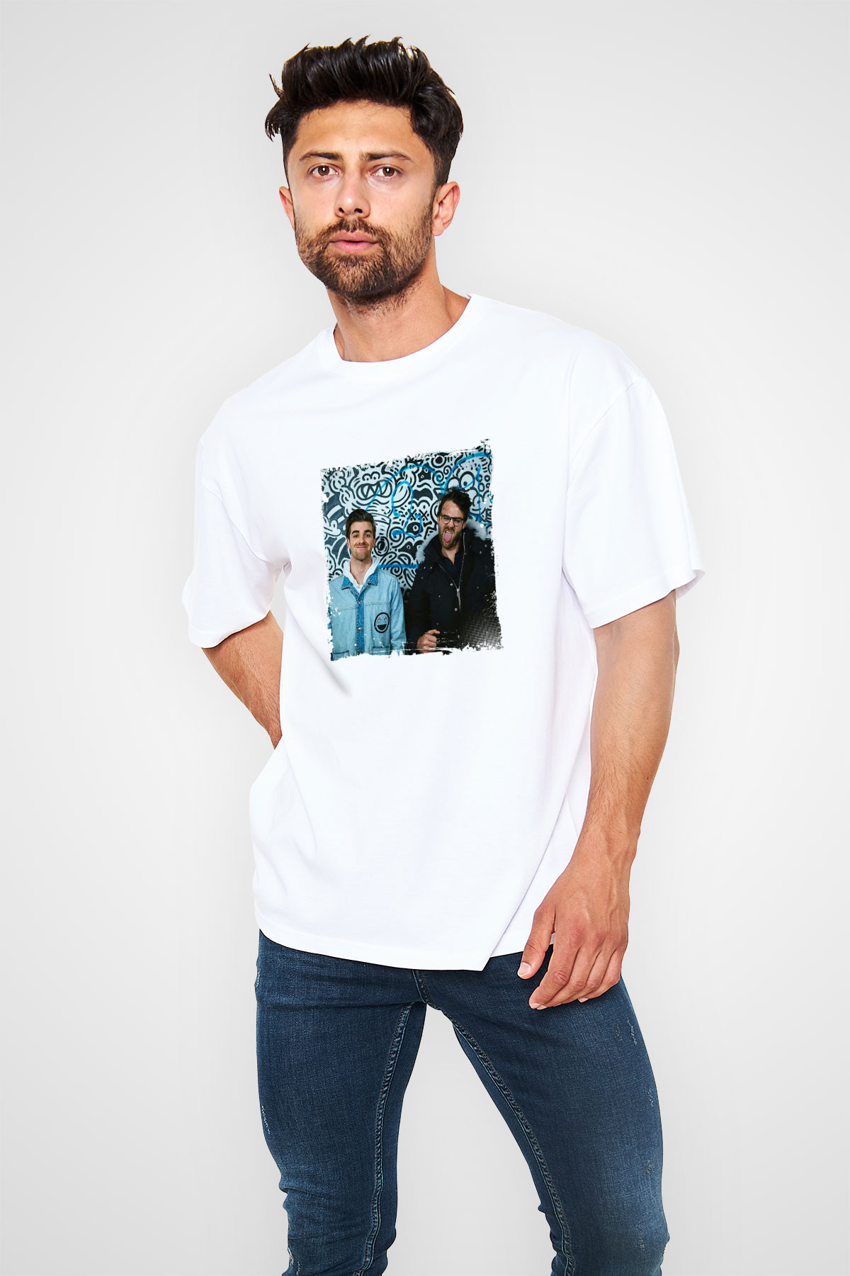 ChainsmokersBaskılı Beyaz Tişört