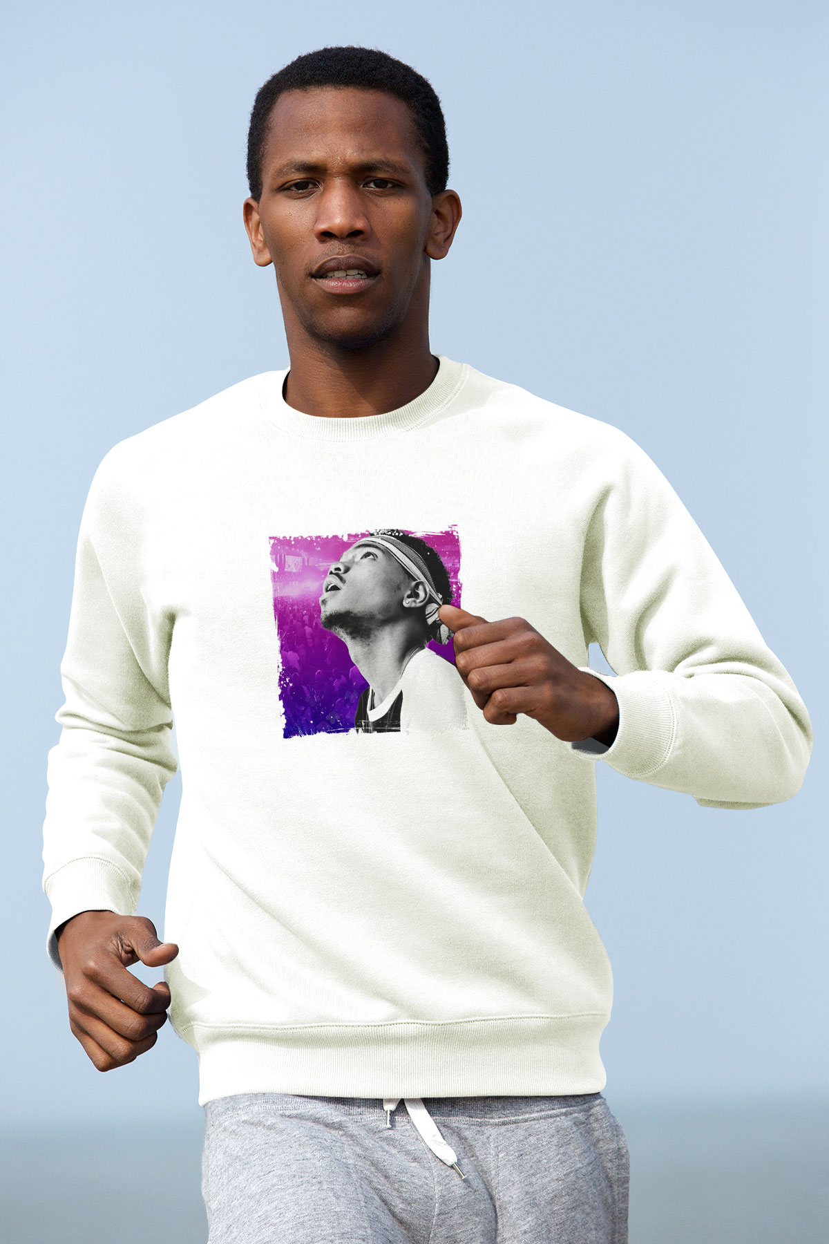 Chance The Rapper Baskılı Unisex Beyaz Sweatshirt