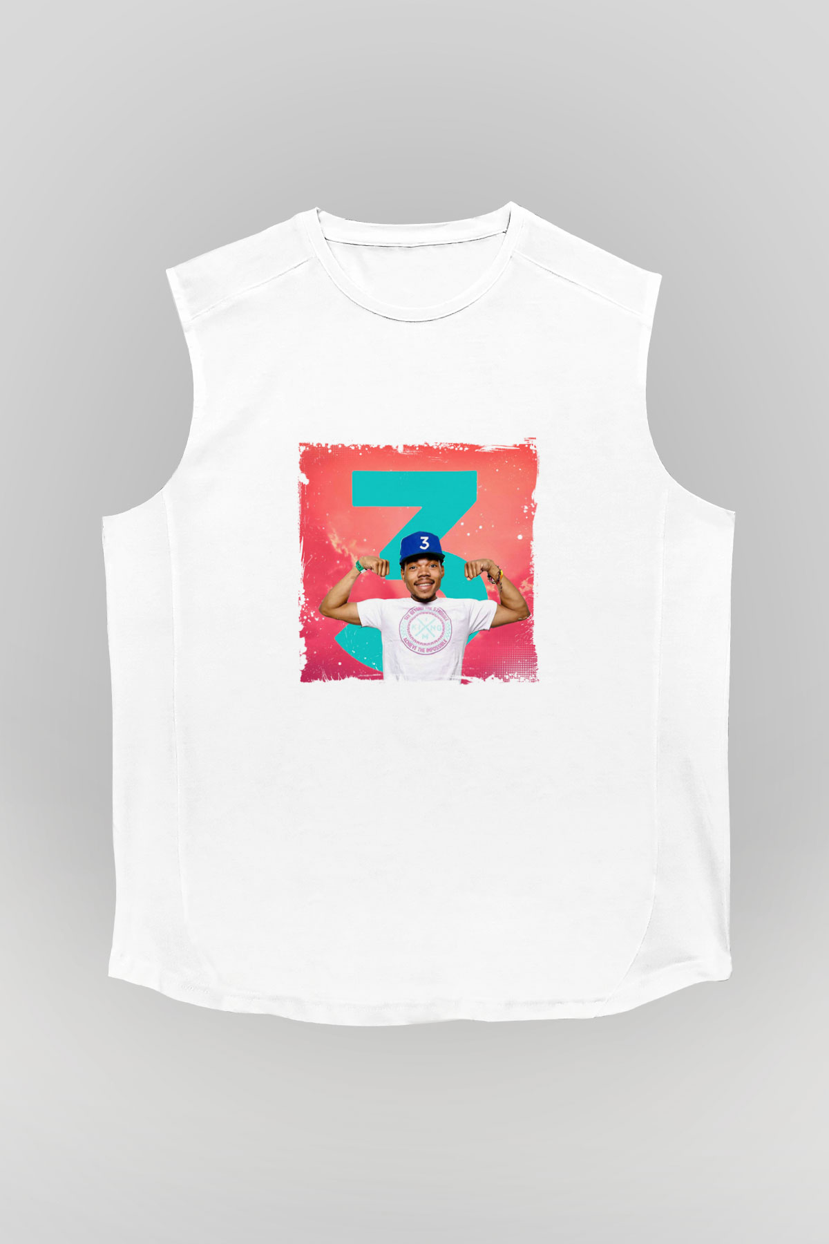 Chance The Rapper Baskılı Unisex Beyaz Kolsuz Tişört