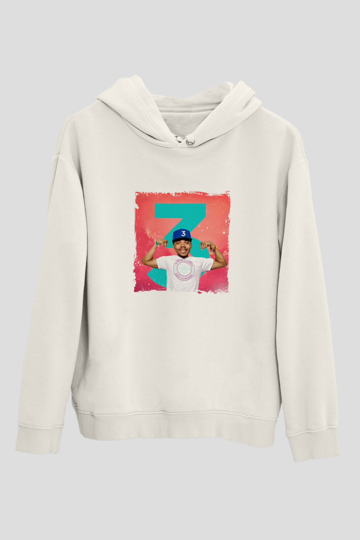 Chance The Rapper Baskılı Unisex Beyaz Kapüşonlu Sweatshirt