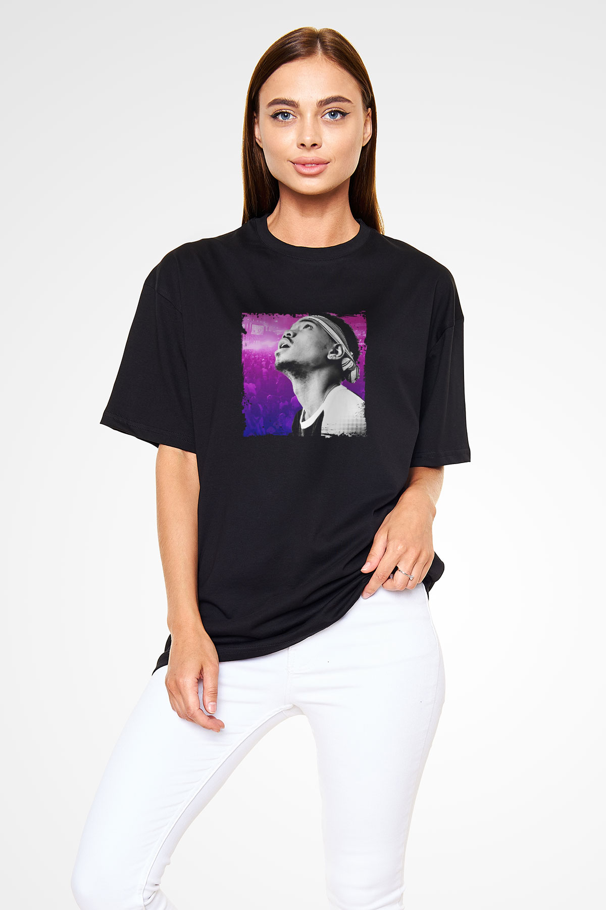 Chance The Rapper Baskılı Unisex Oversize Siyah Tişört