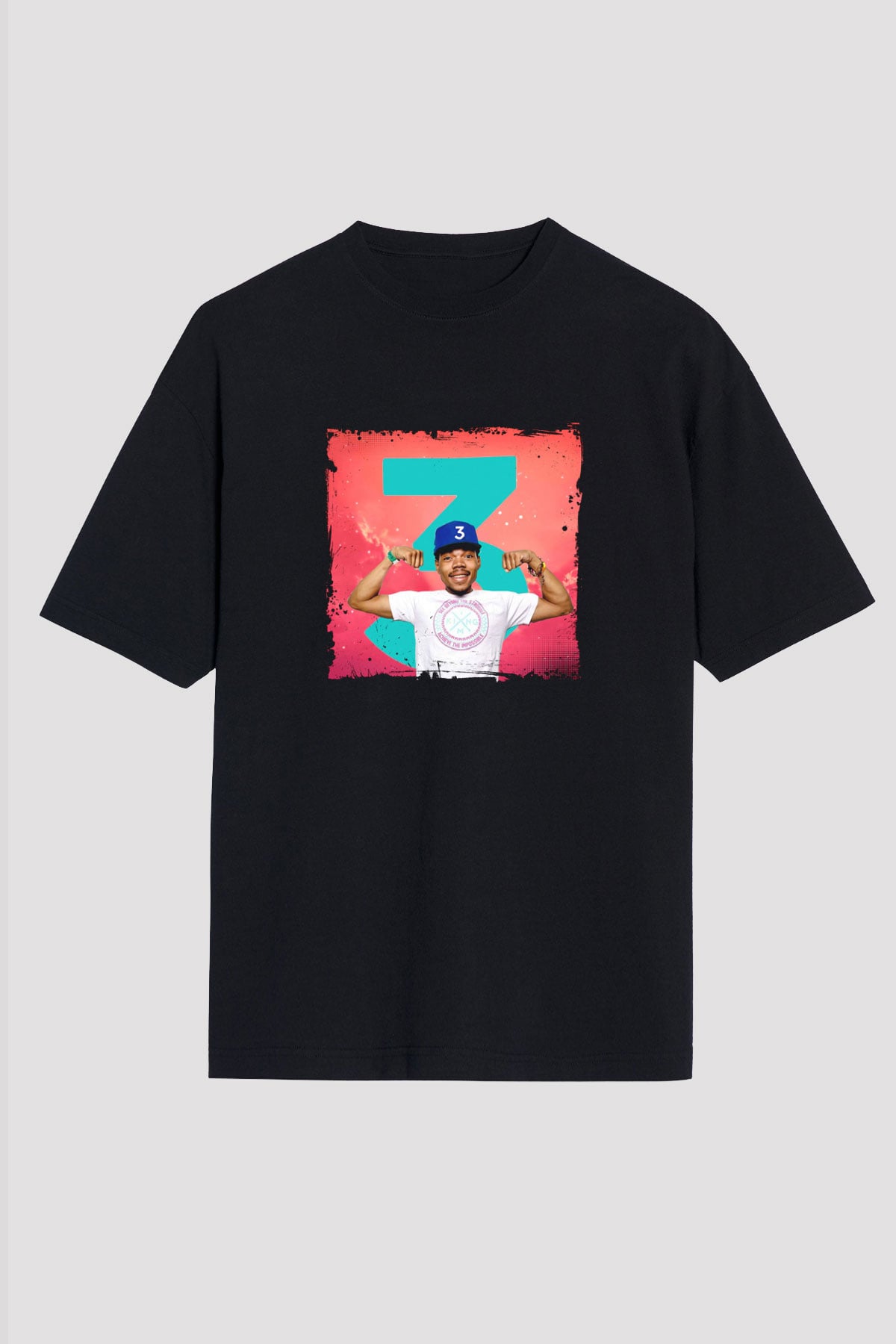 Chance The Rapper Baskılı Unisex Oversize Siyah Tişört