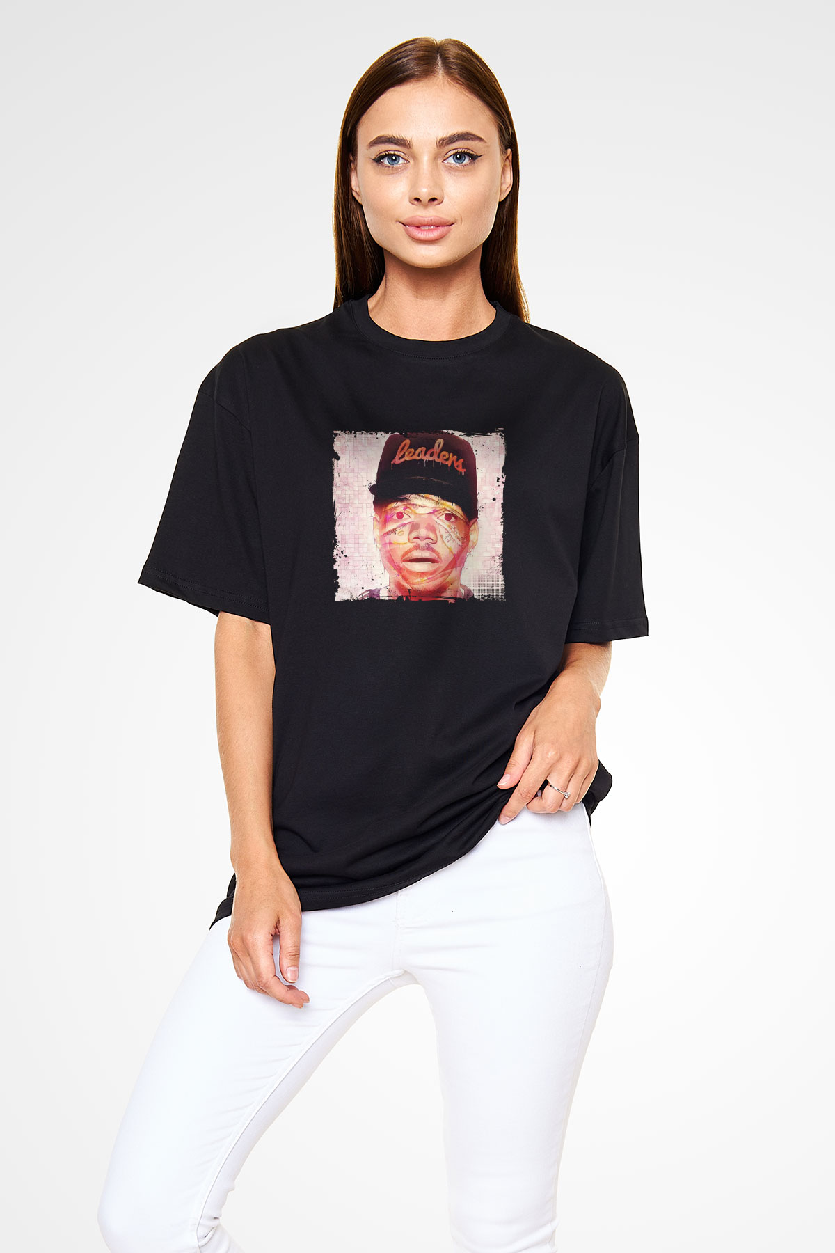 Chance The Rapper Baskılı Unisex Oversize Siyah Tişört