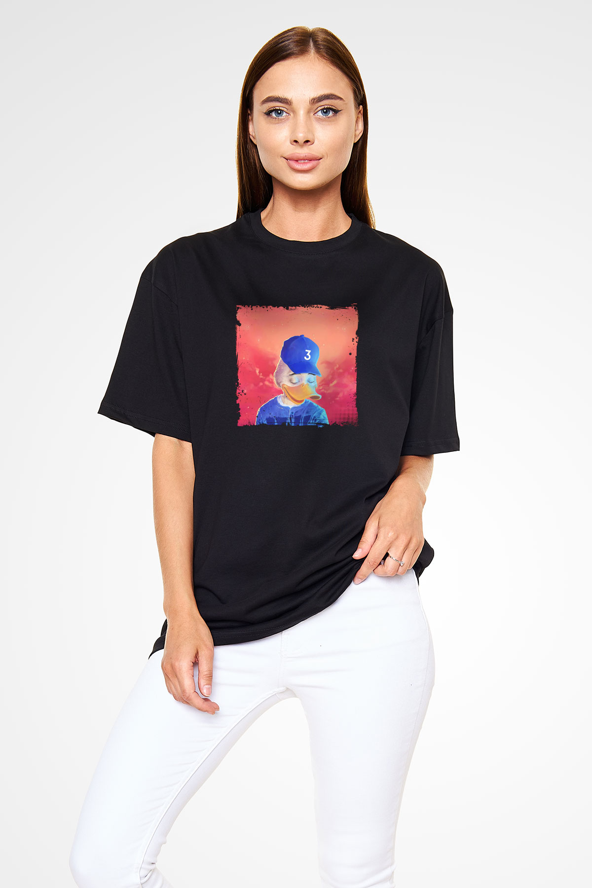 Chance The Rapper Baskılı Unisex Oversize Siyah Tişört