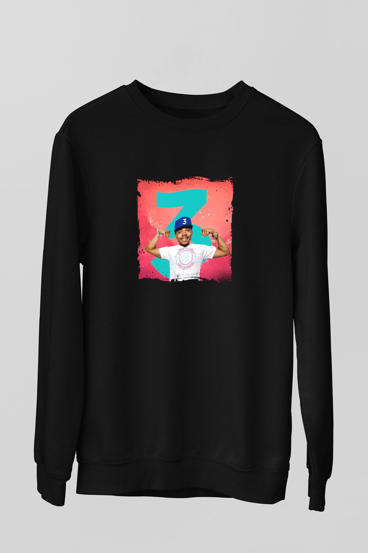 Chance The Rapper Baskılı Unisex Siyah Sweatshirt