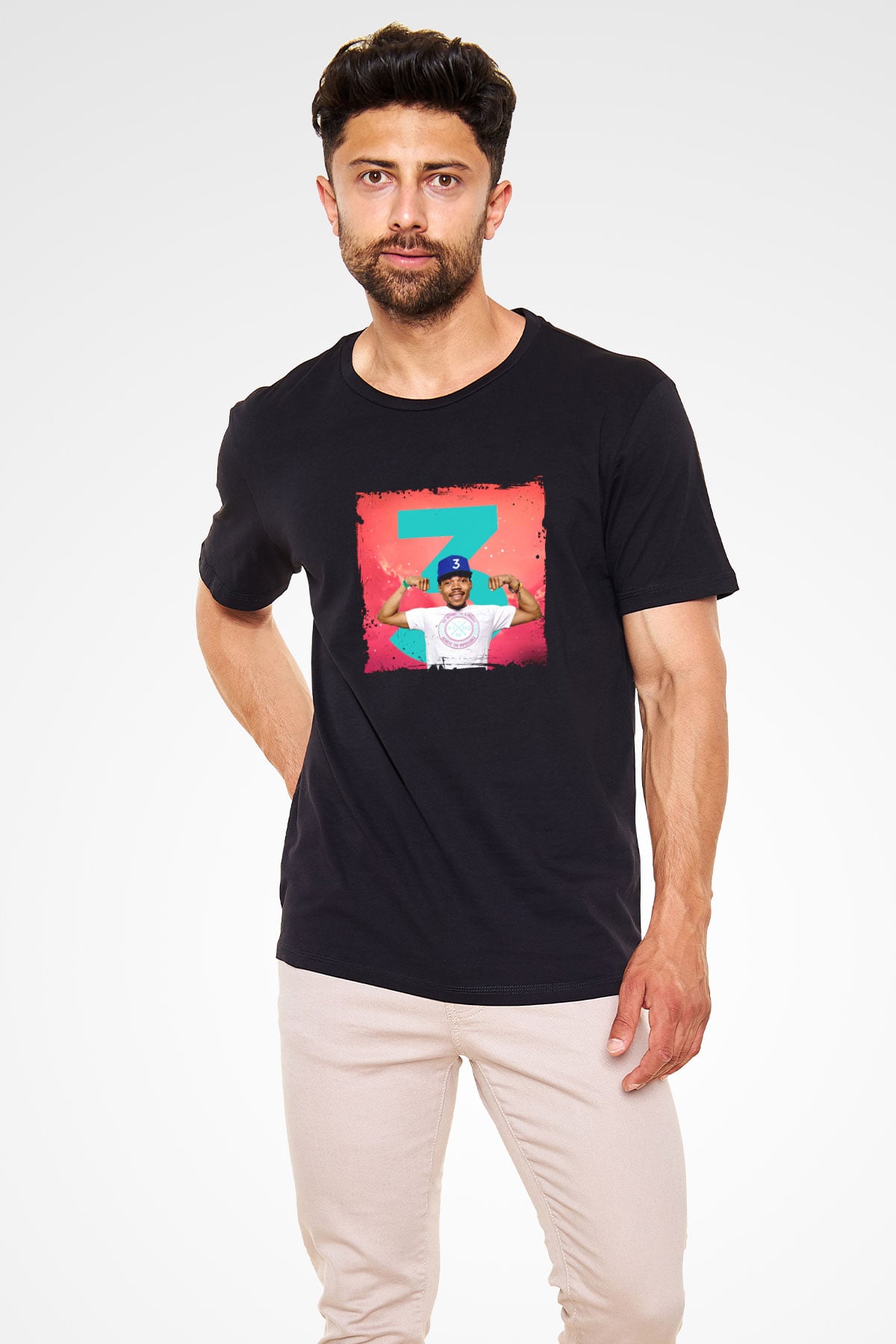 Chance The Rapper Baskılı Unisex Siyah Tişört