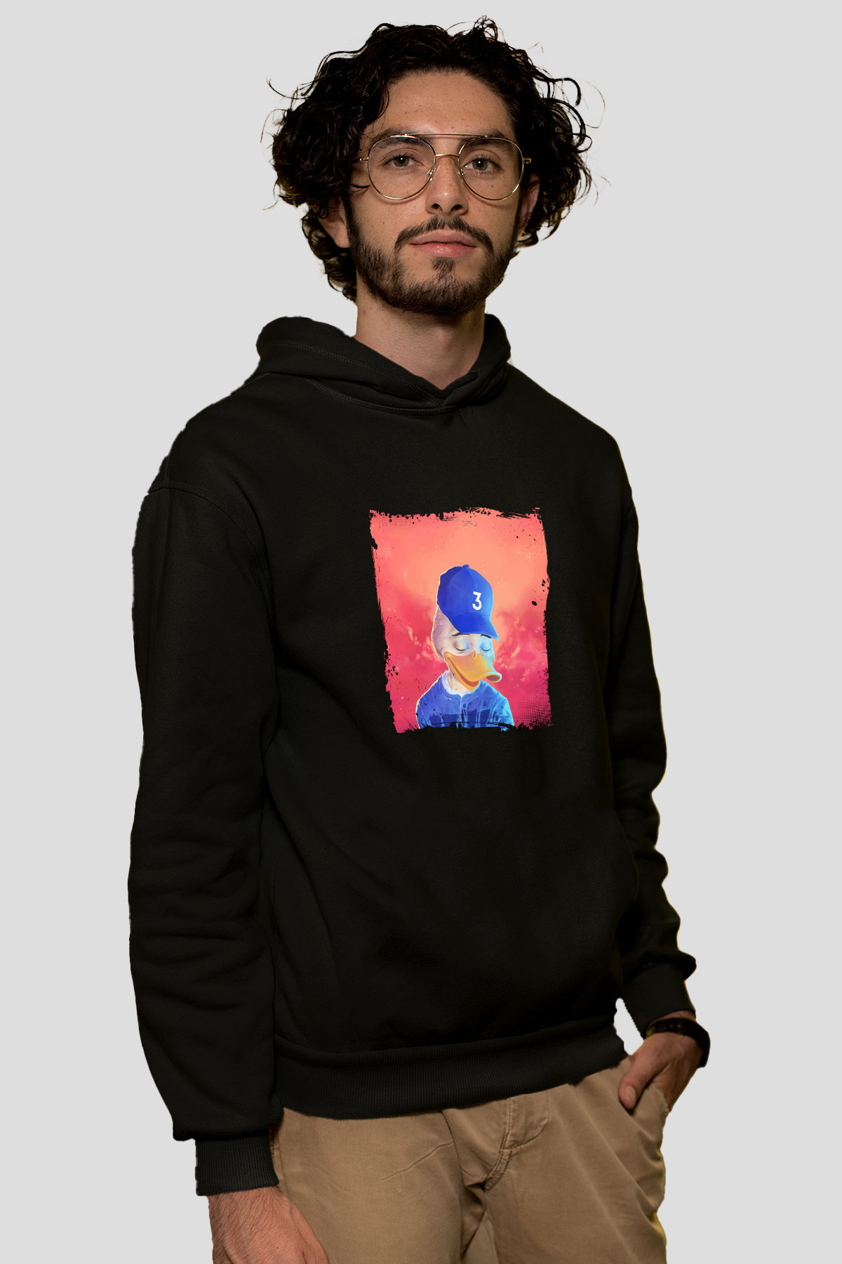 Chance The Rapper Baskılı Unisex Siyah Hoodie