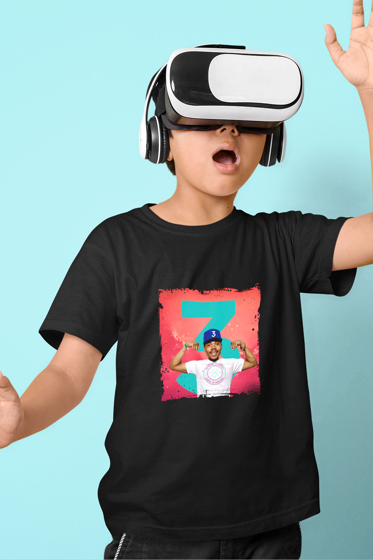 Chance The Rapper Baskılı Unisex Siyah Çocuk Tişört