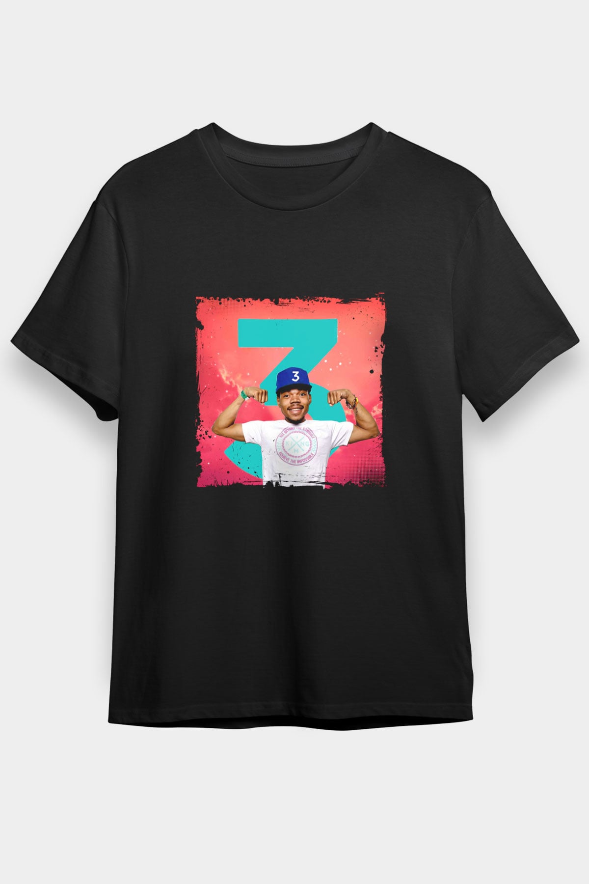 Chance The Rapper Baskılı Unisex Siyah Tişört