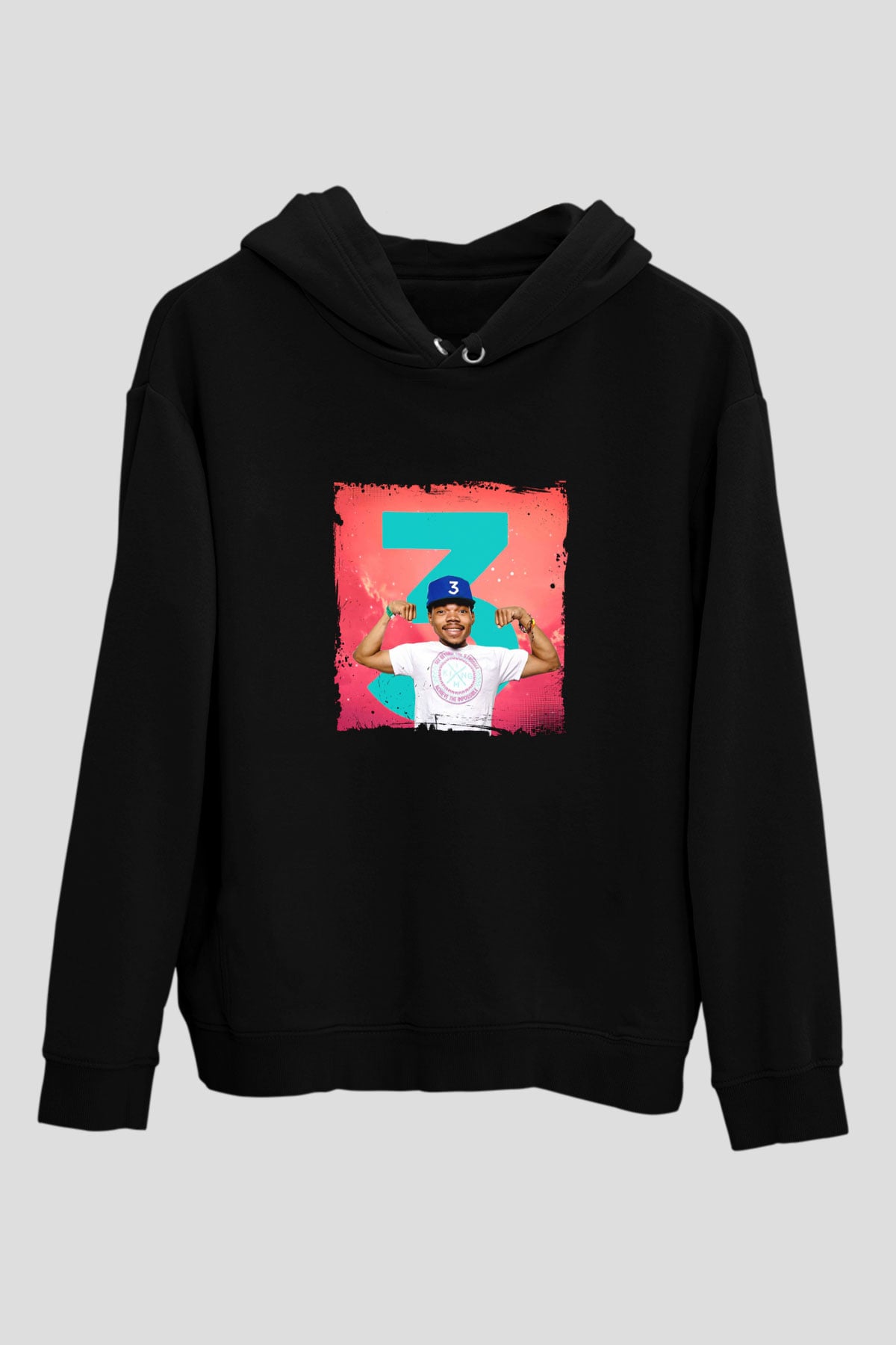 Chance The Rapper Baskılı Unisex Siyah Hoodie