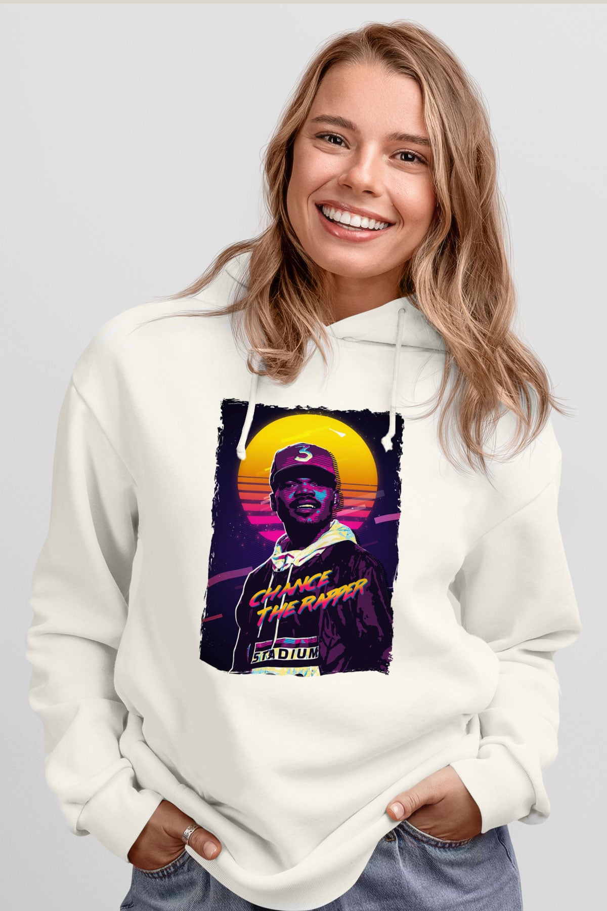 Chance The Rapper Beyaz Unisex Kapüşonlu Sweatshirt