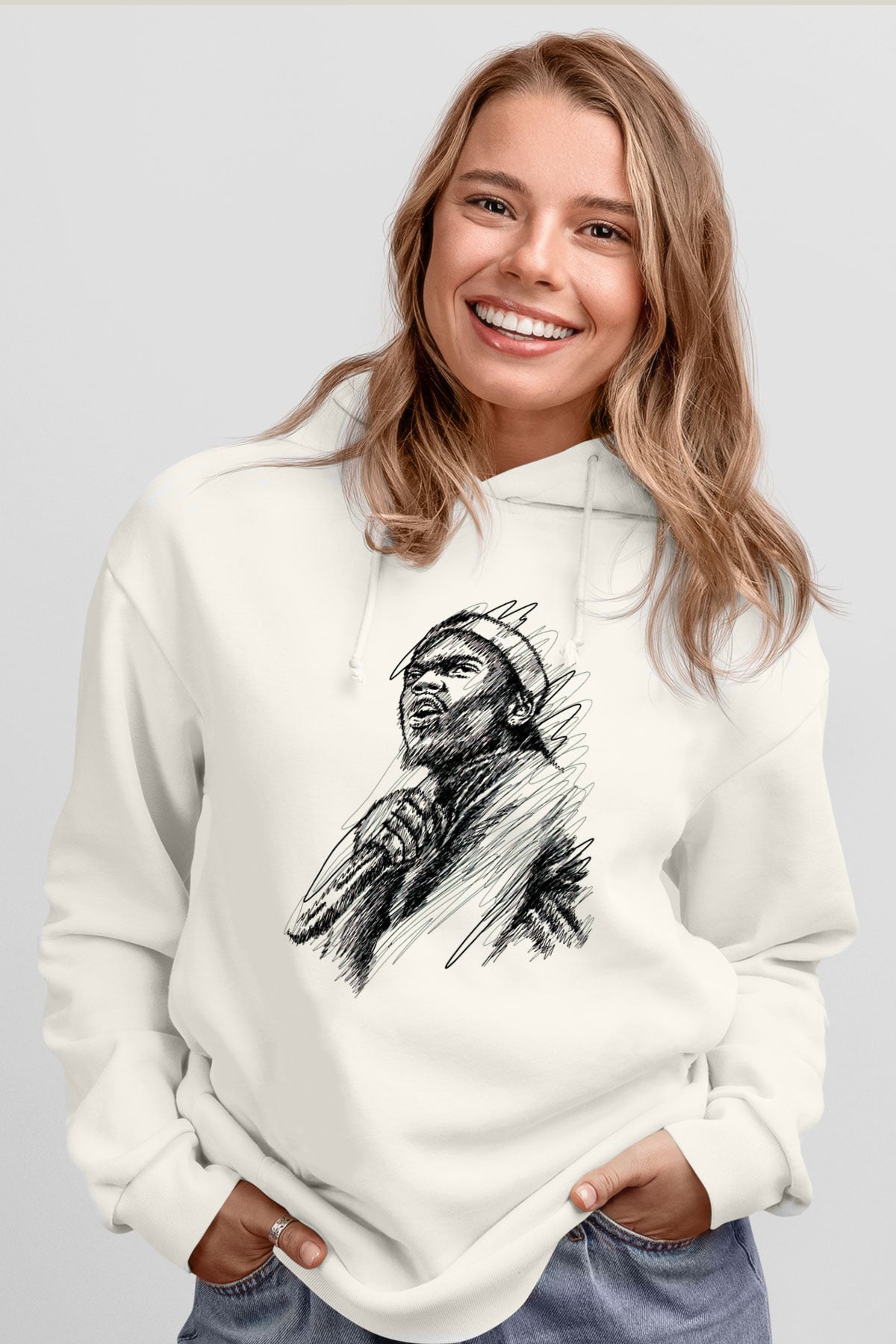 Chance The Rapper Beyaz Unisex Kapüşonlu Sweatshirt