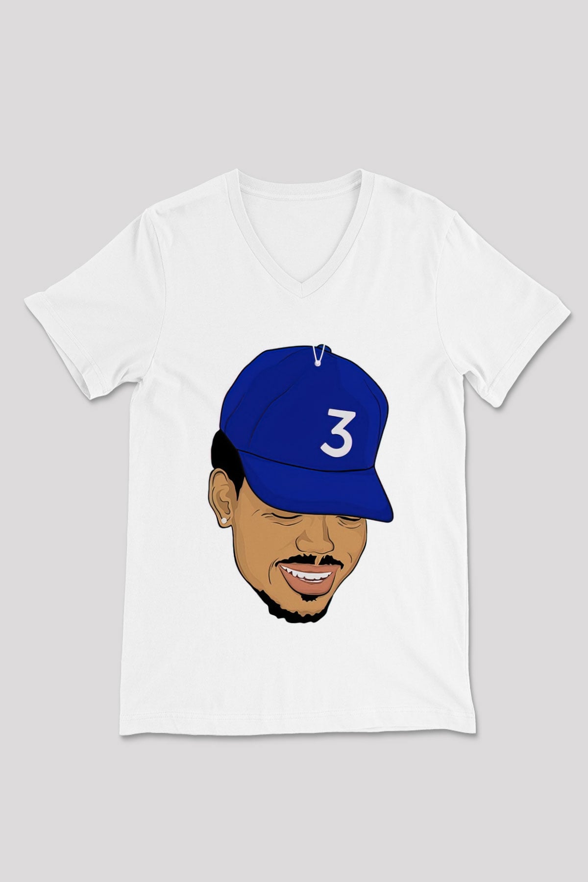 Chance The Rapper Beyaz Unisex V Yaka Tişört T-Shirt