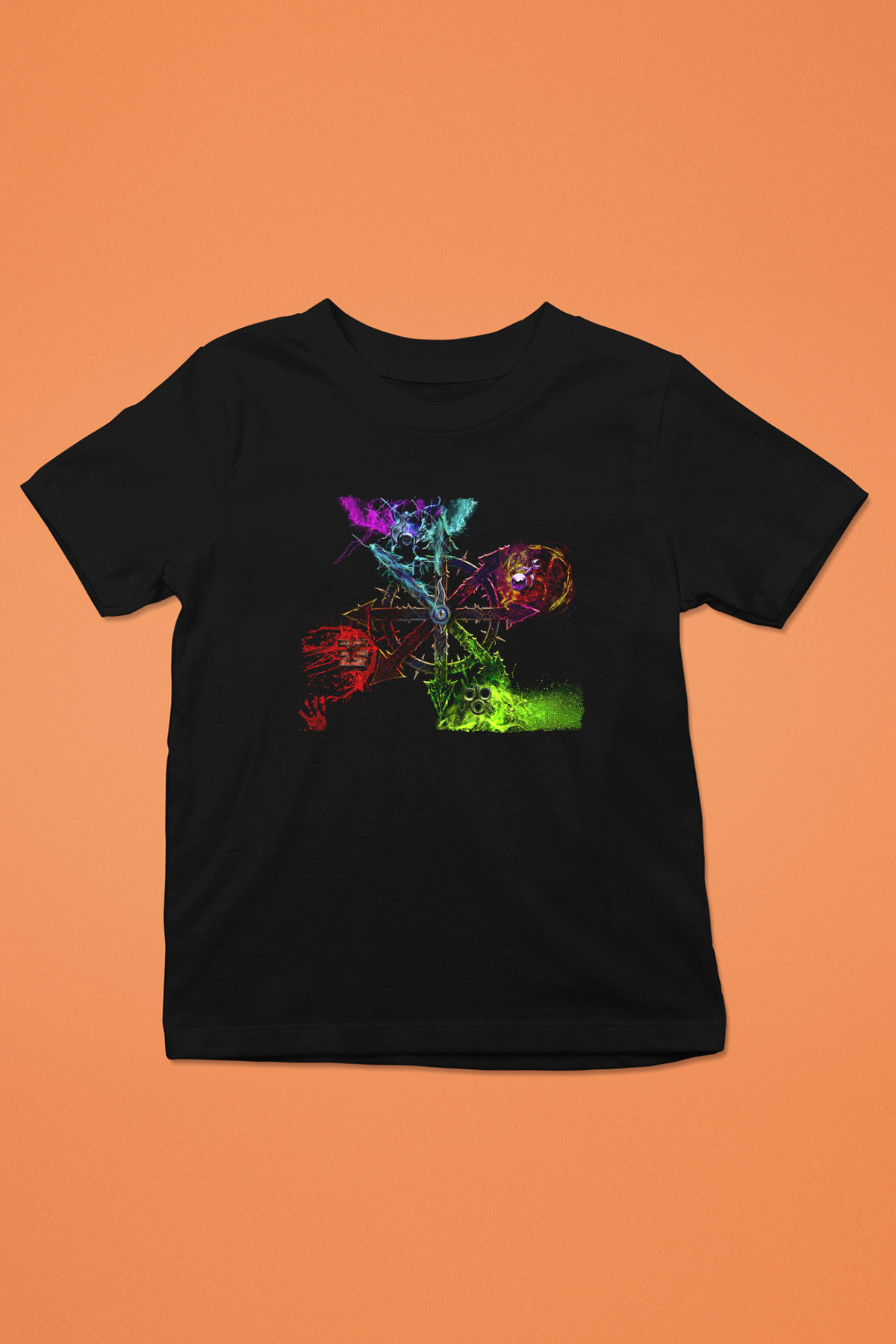 Chaos UK Baskılı Unisex Siyah Çocuk Tişört - Tshirt