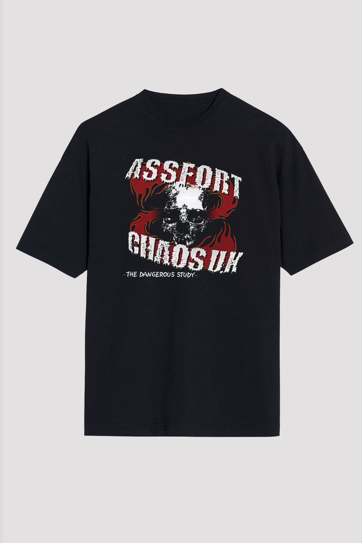 Chaos UK Baskılı Unisex Siyah Oversize Tişört - Tshirt
