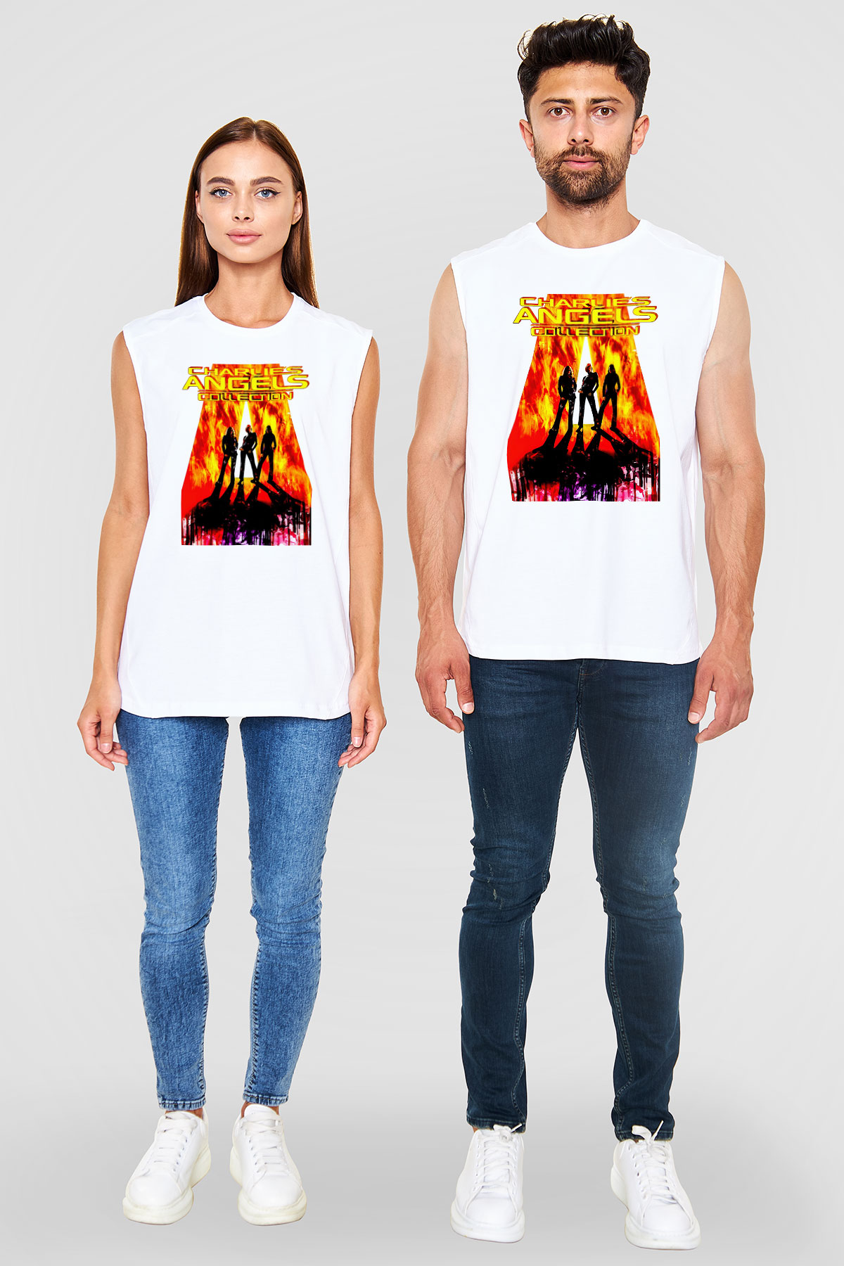 Charlie's Angels Beyaz Unisex  Kolsuz Tişört