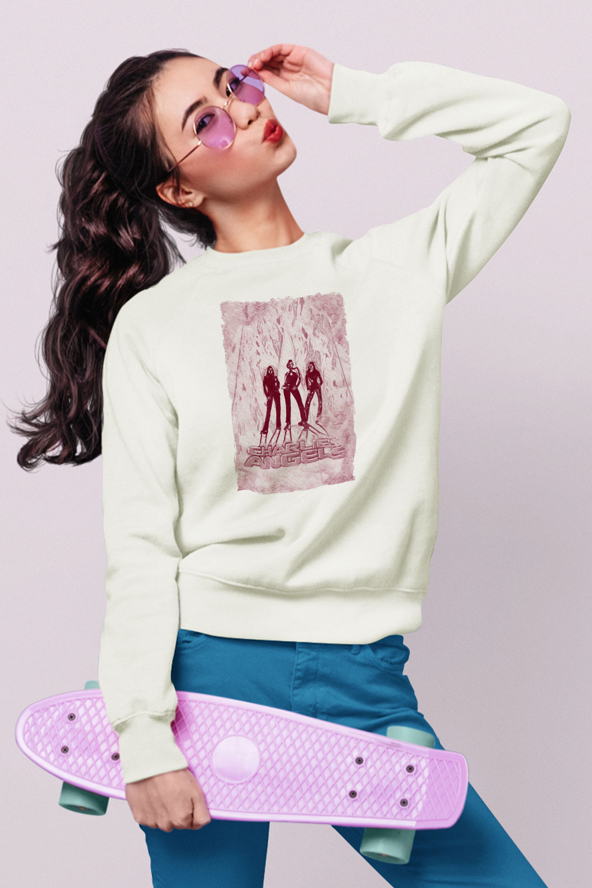 Charlie's Angels Beyaz Unisex  Sweatshirt