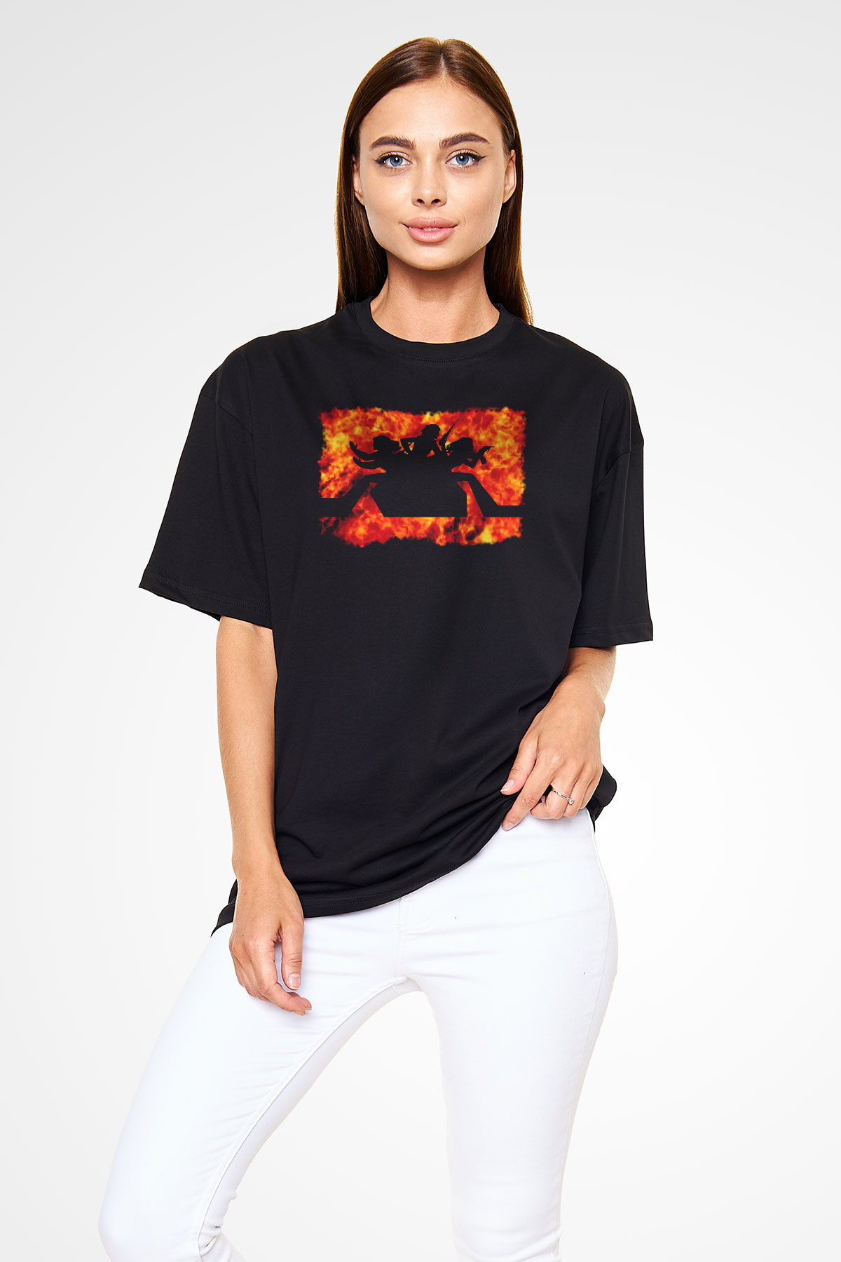 Charlie's Angels Siyah Unisex Oversize Tişört
