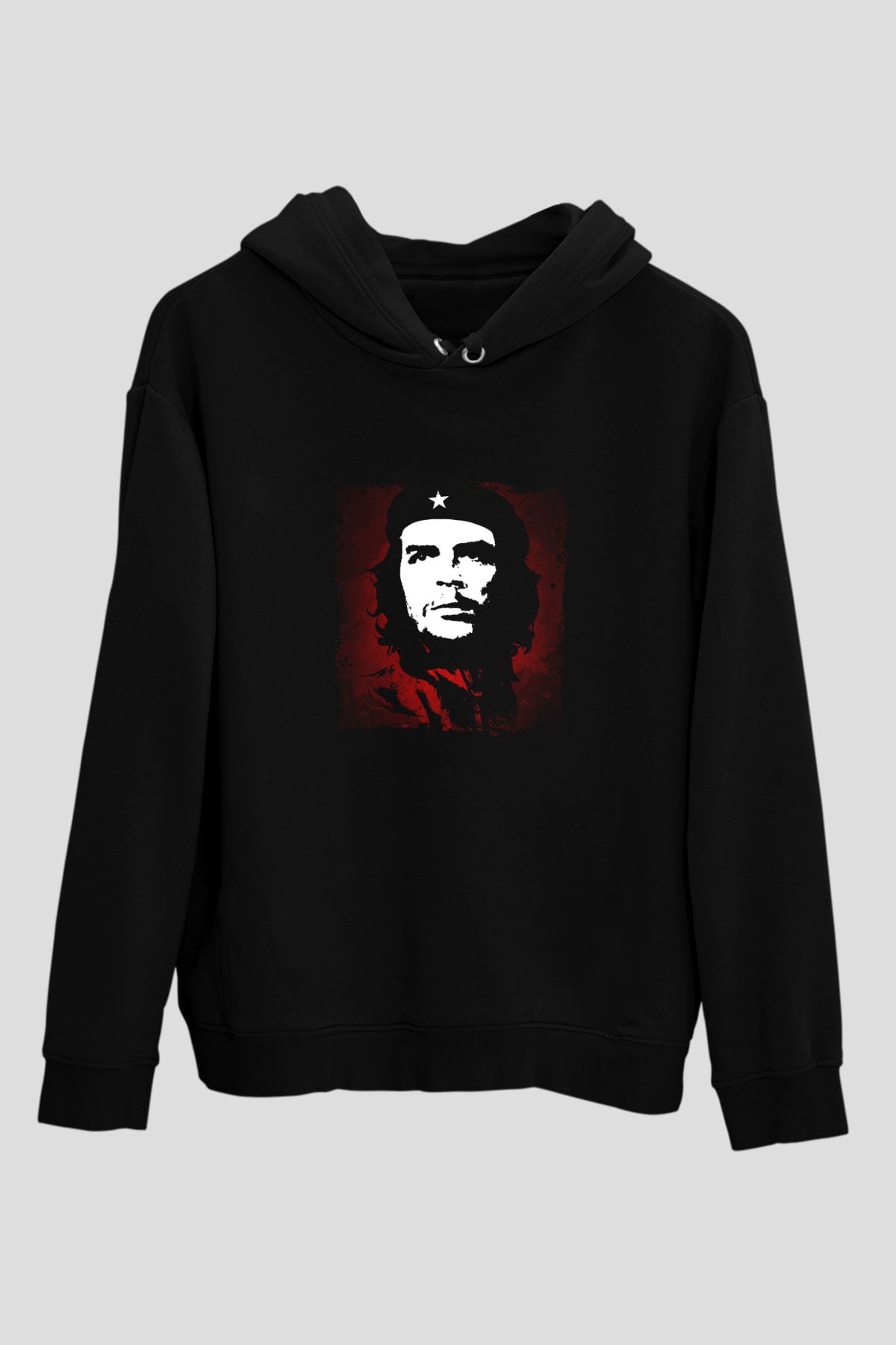 Che Guevara Baskılı Unisex Siyah Hoodie