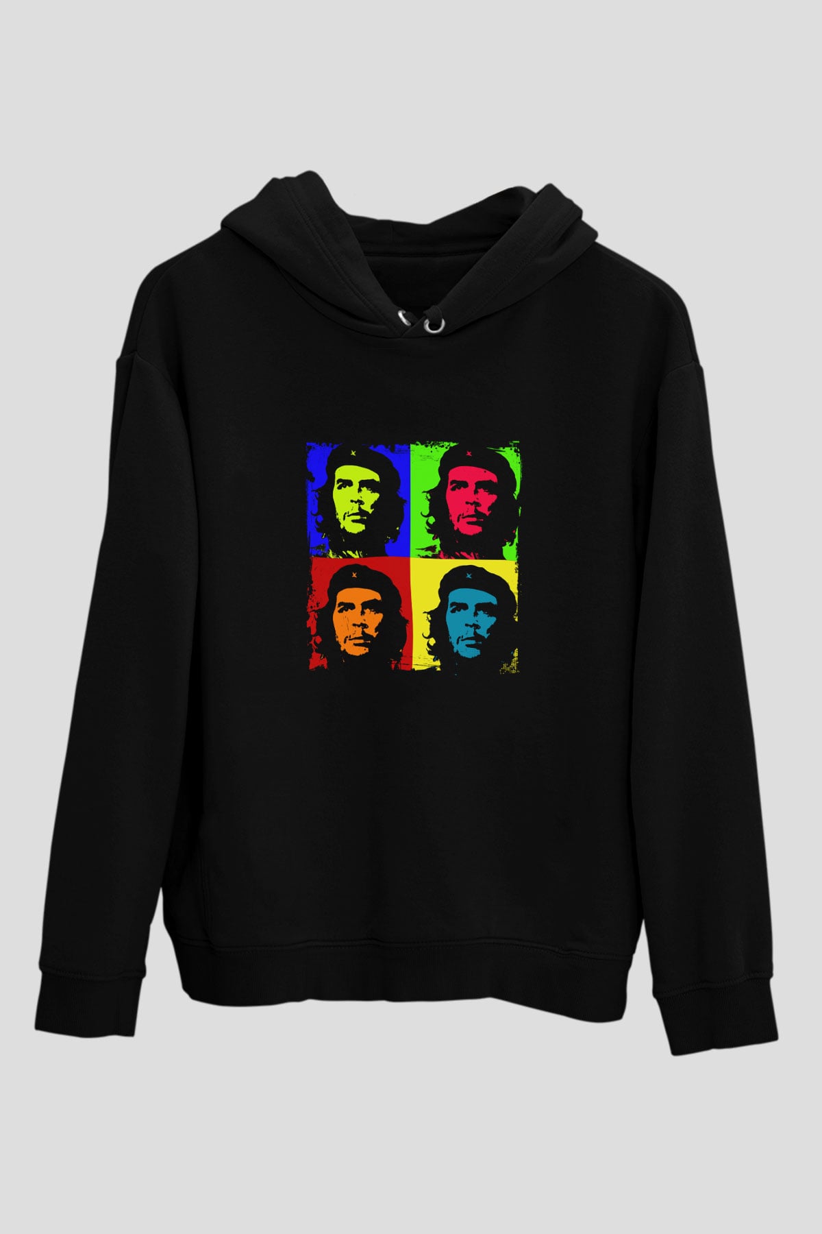 Che Guevara Baskılı Unisex Siyah Hoodie