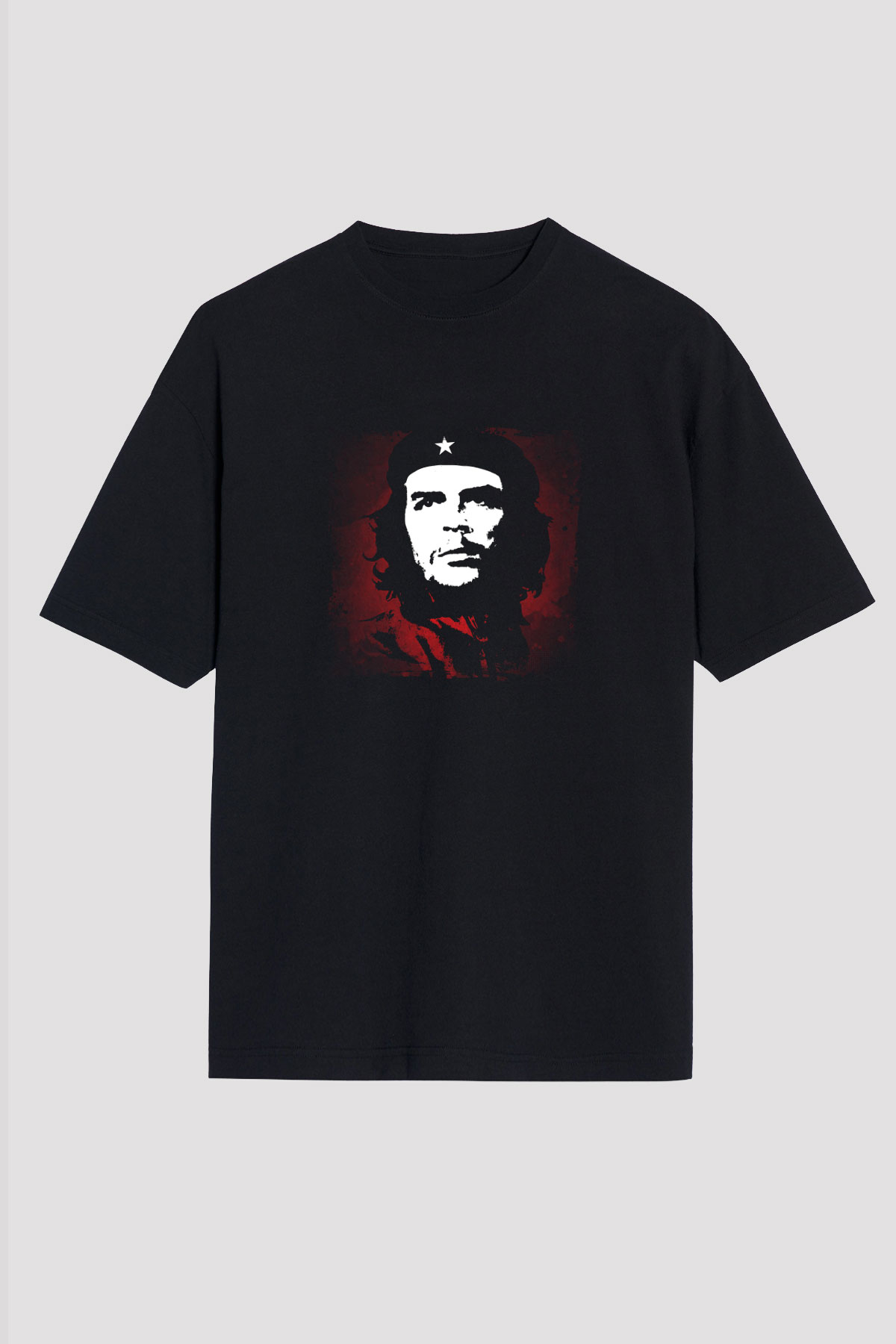Che Guevara Baskılı Unisex Siyah Oversize Tişört
