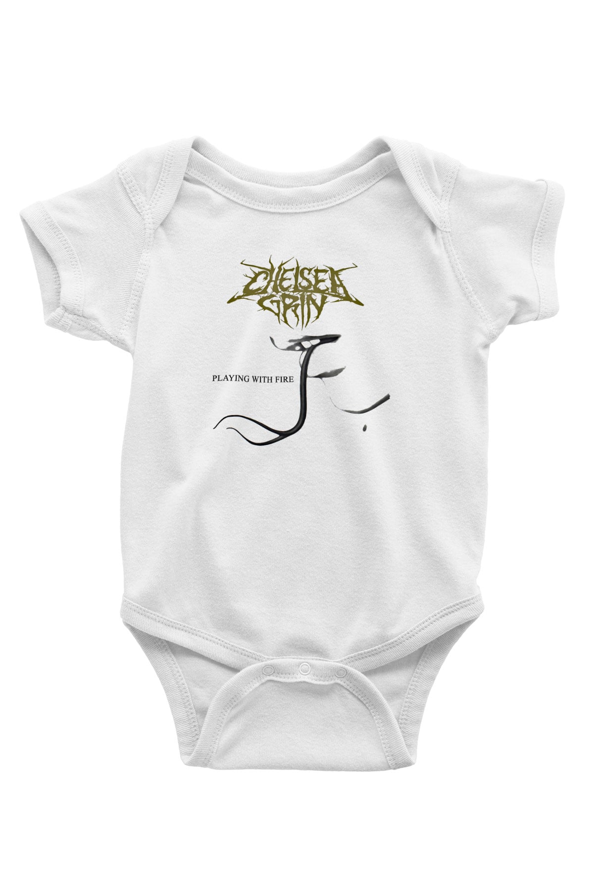 Chelsea Grin Baskılı Unisex Beyaz Bebek Body - Zıbın
