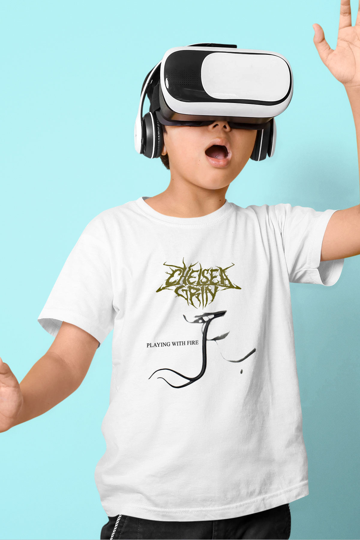 Chelsea Grin Baskılı Unisex Beyaz Çocuk Tişört