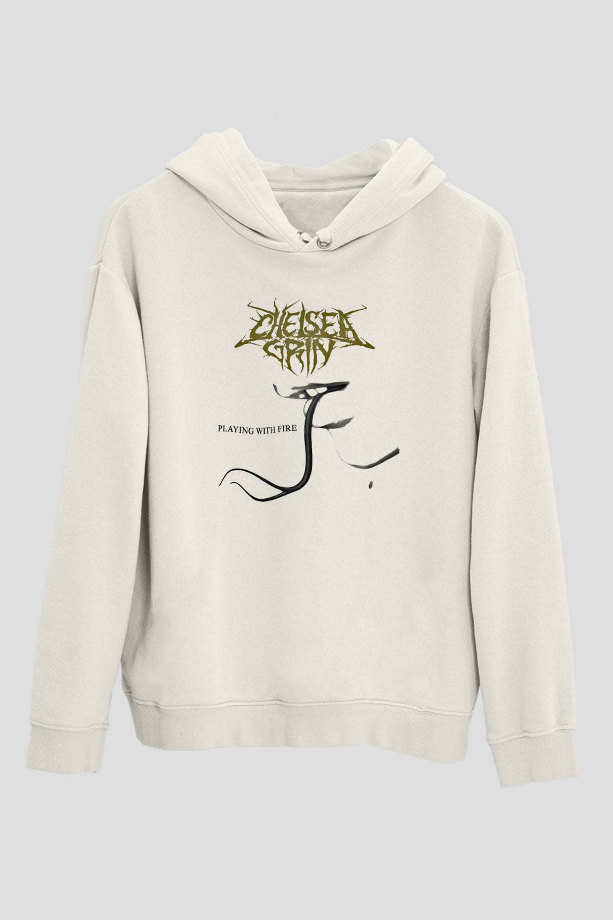Chelsea Grin Baskılı Unisex Beyaz Hoodie