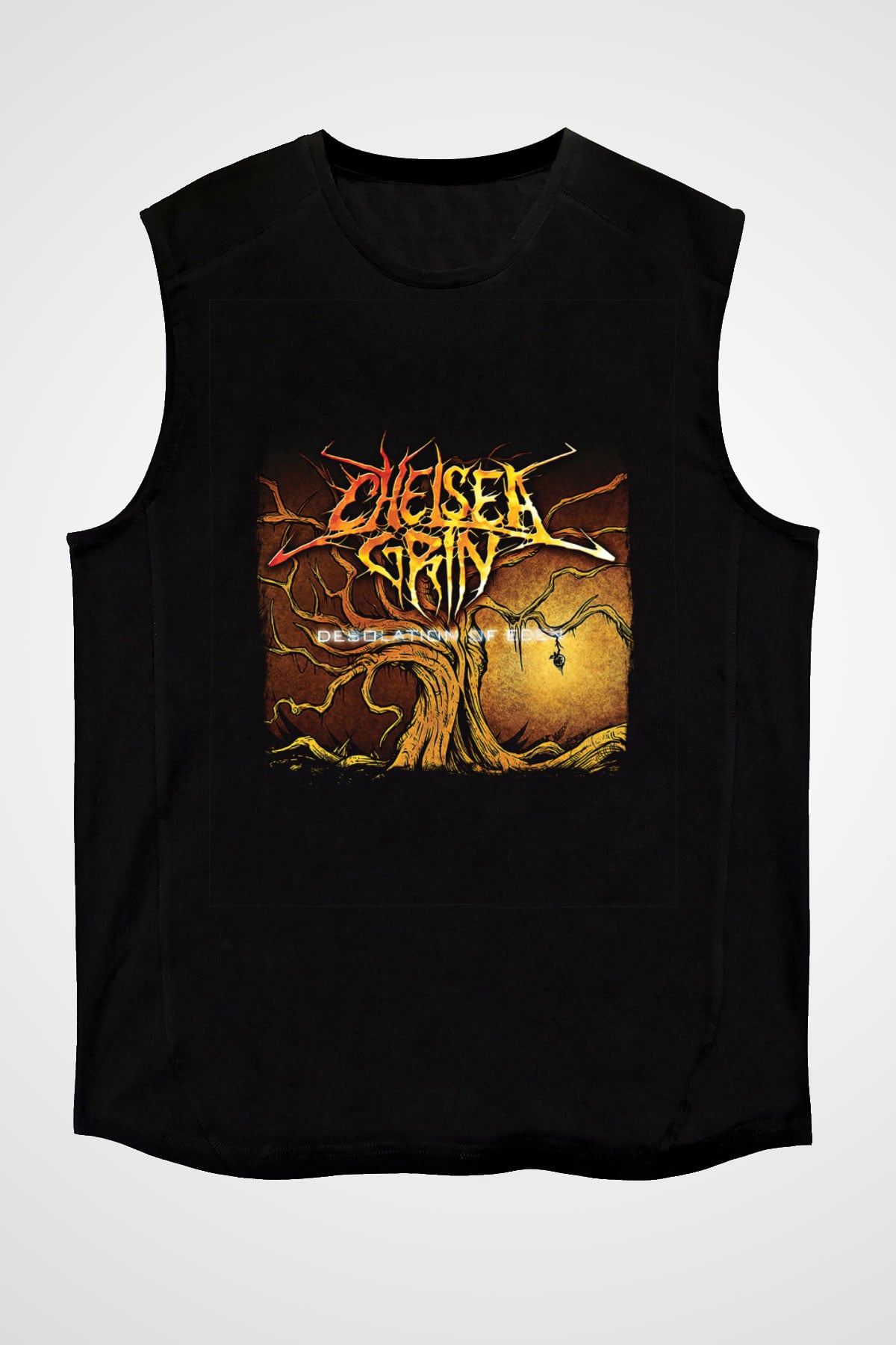 Chelsea Grin Baskılı Unisex Siyah Kolsuz Tişört