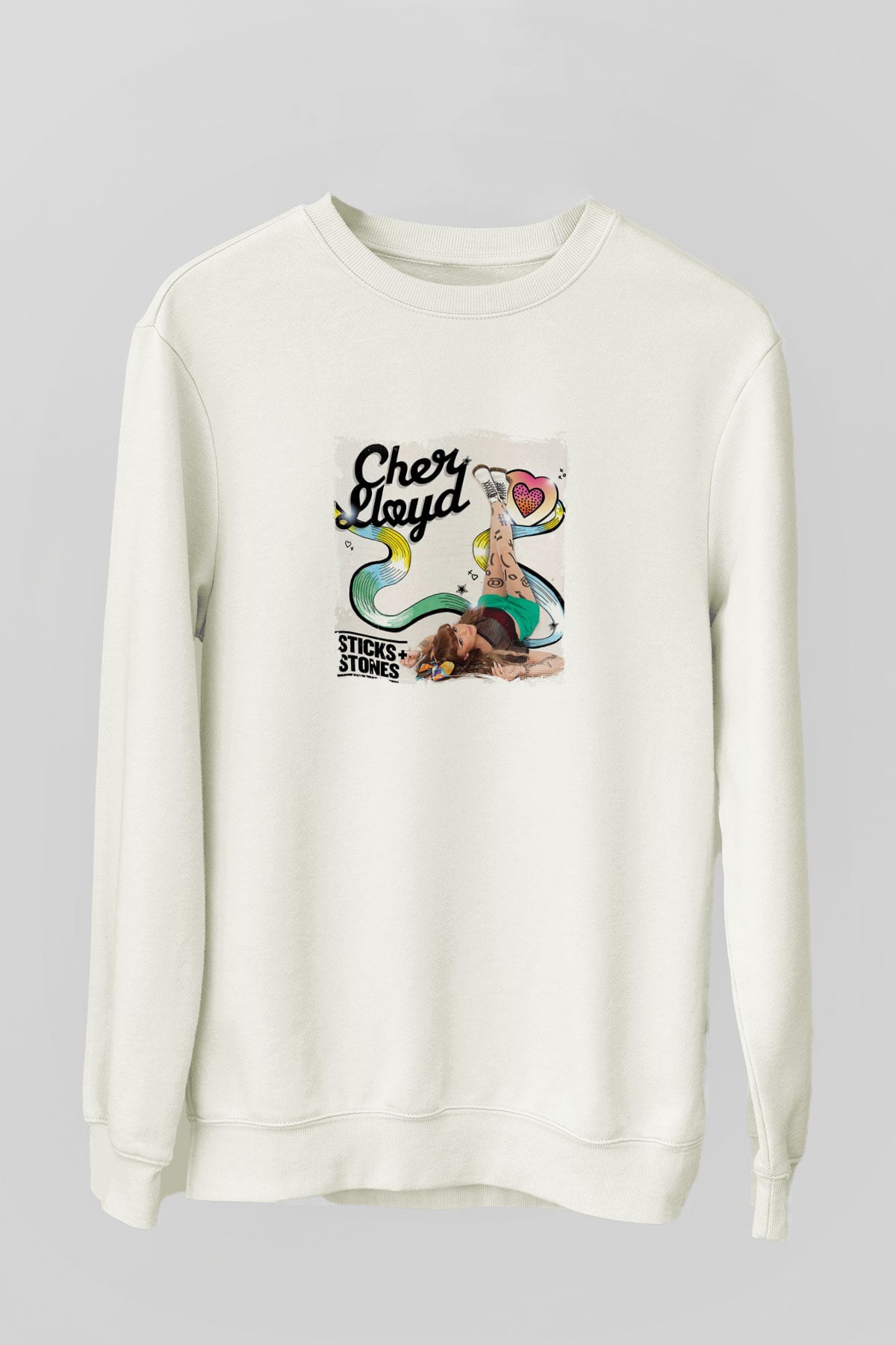 Cher Lloyd Baskılı Unisex Beyaz Sweatshirt