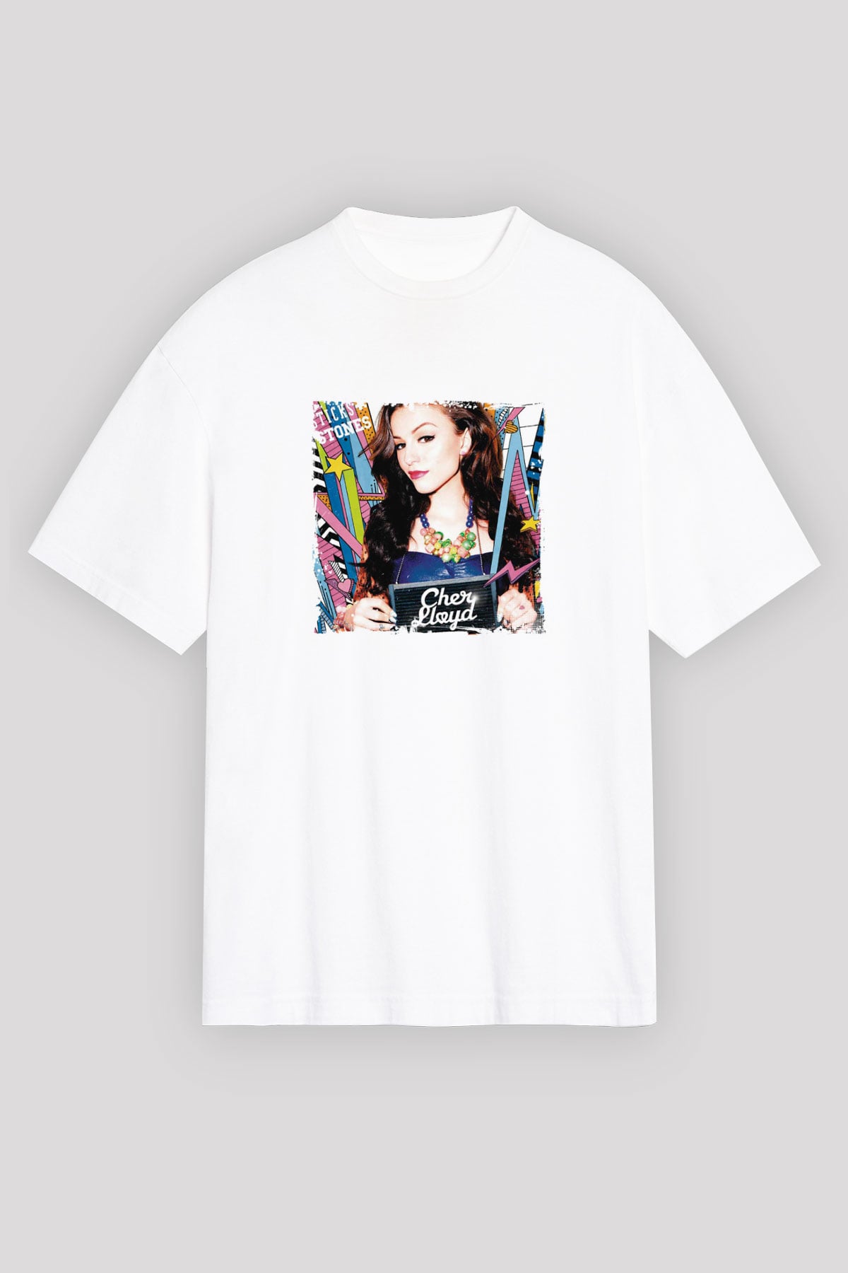 Cher Lloyd Baskılı Unisex Beyaz Tişört
