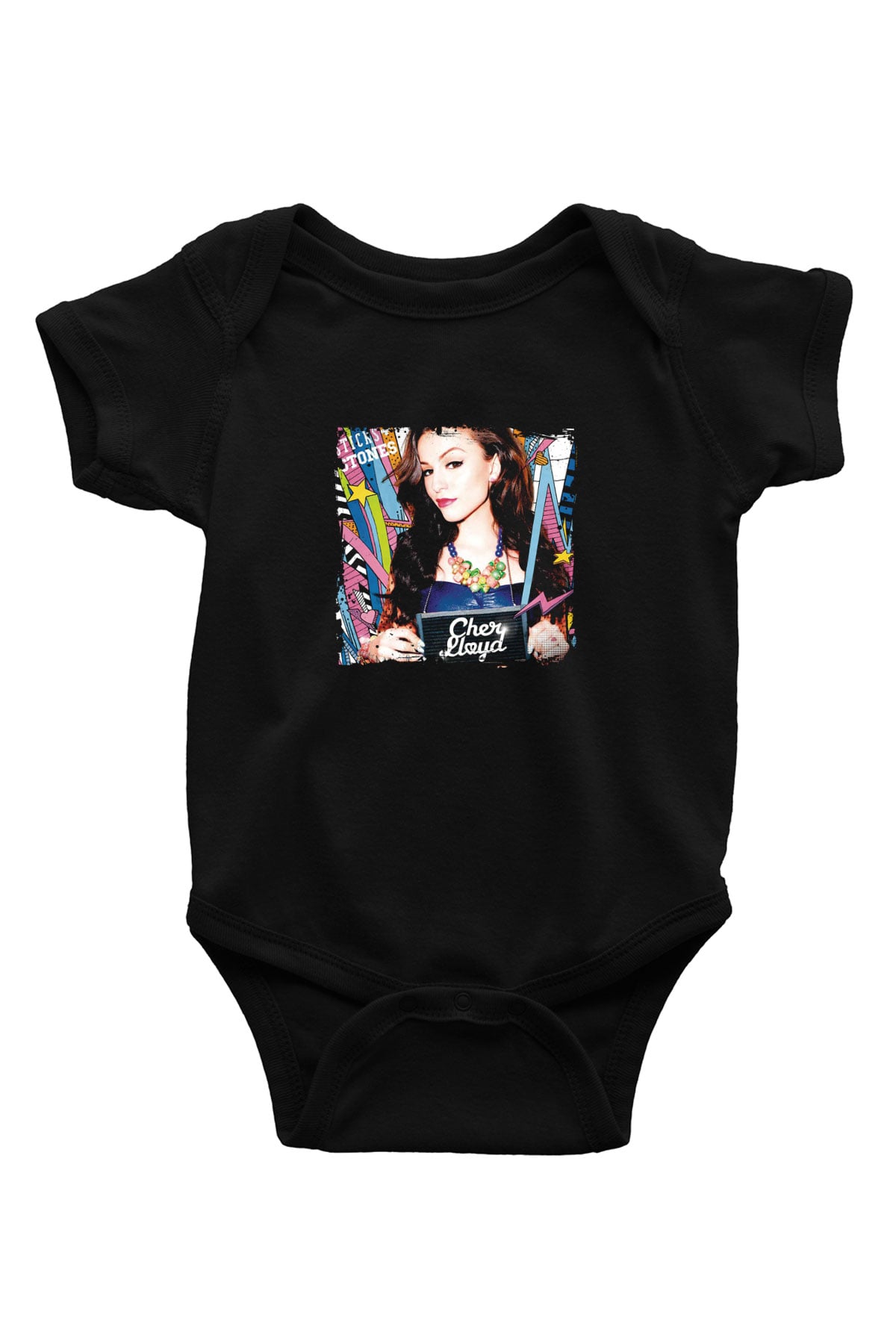 Cher Lloyd Baskılı Unisex Siyah Bebek Body - Zıbın