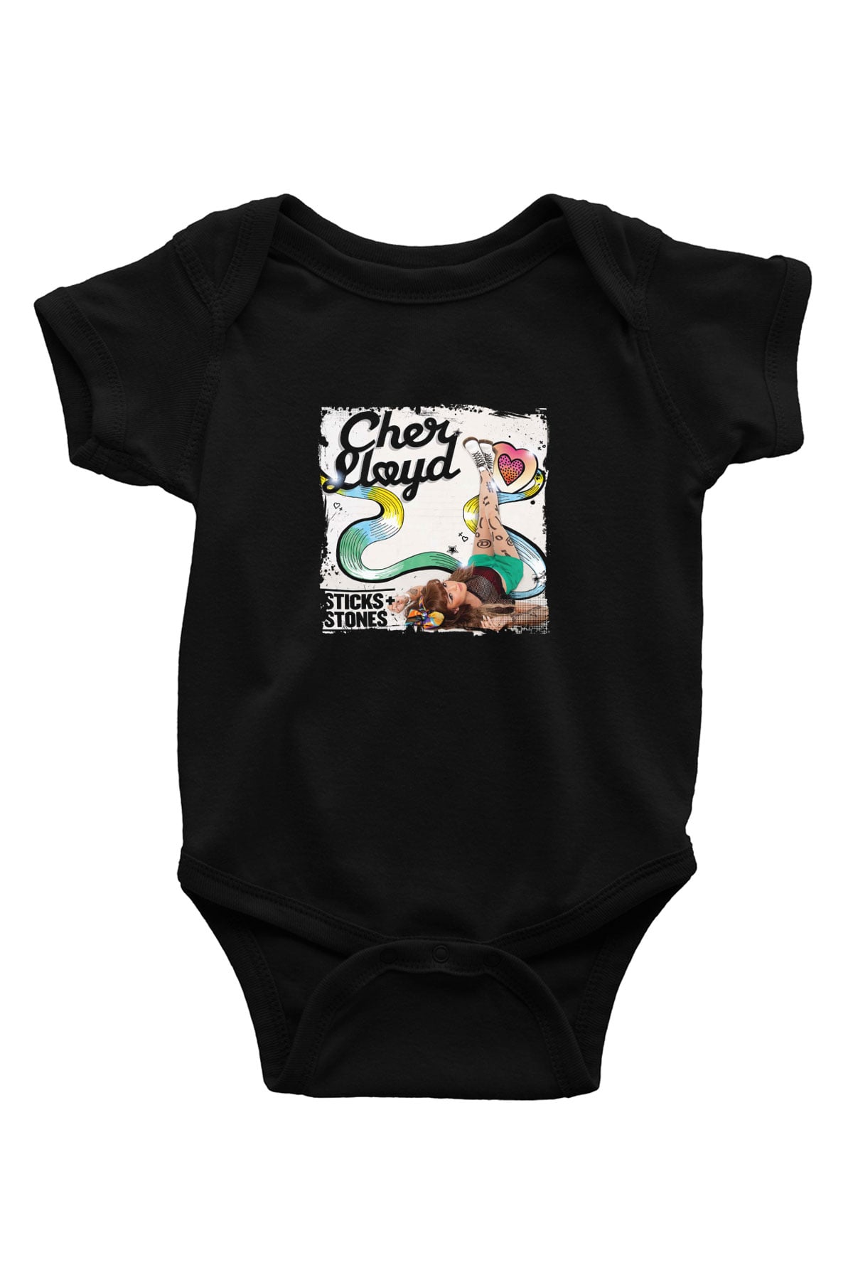 Cher Lloyd Baskılı Unisex Siyah Bebek Body - Zıbın
