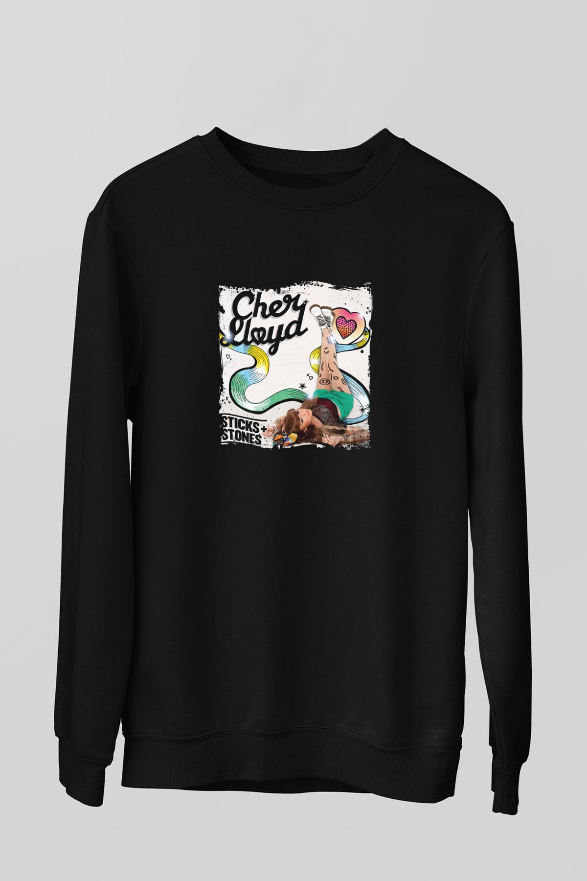 Cher Lloyd Baskılı Unisex Siyah Sweatshirt