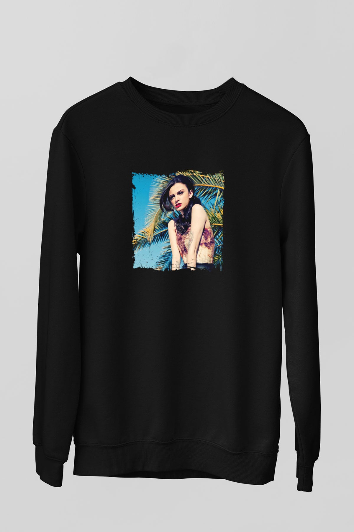 Cher Lloyd Baskılı Unisex Siyah Sweatshirt