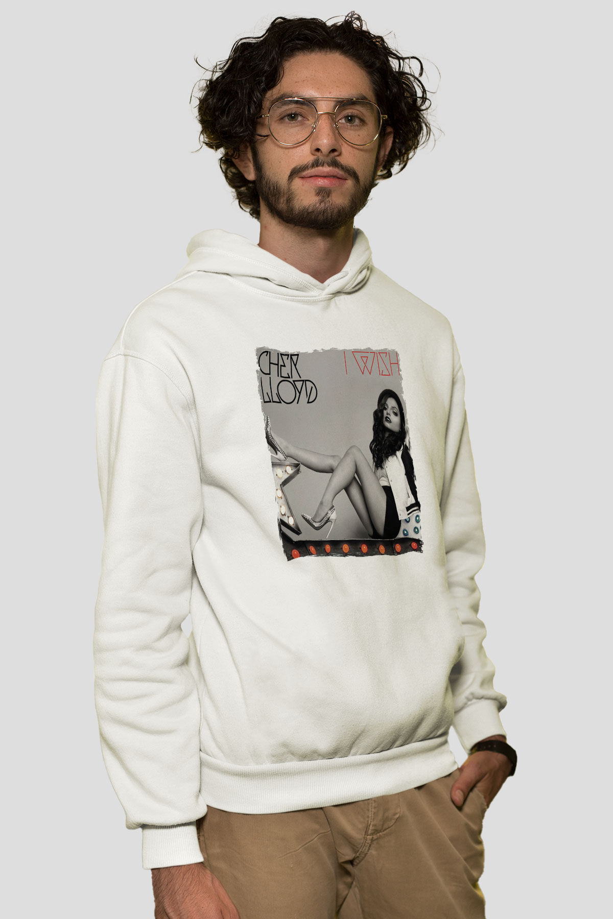 Cher Lloyd Beyaz Unisex Kapüşonlu Sweatshirt