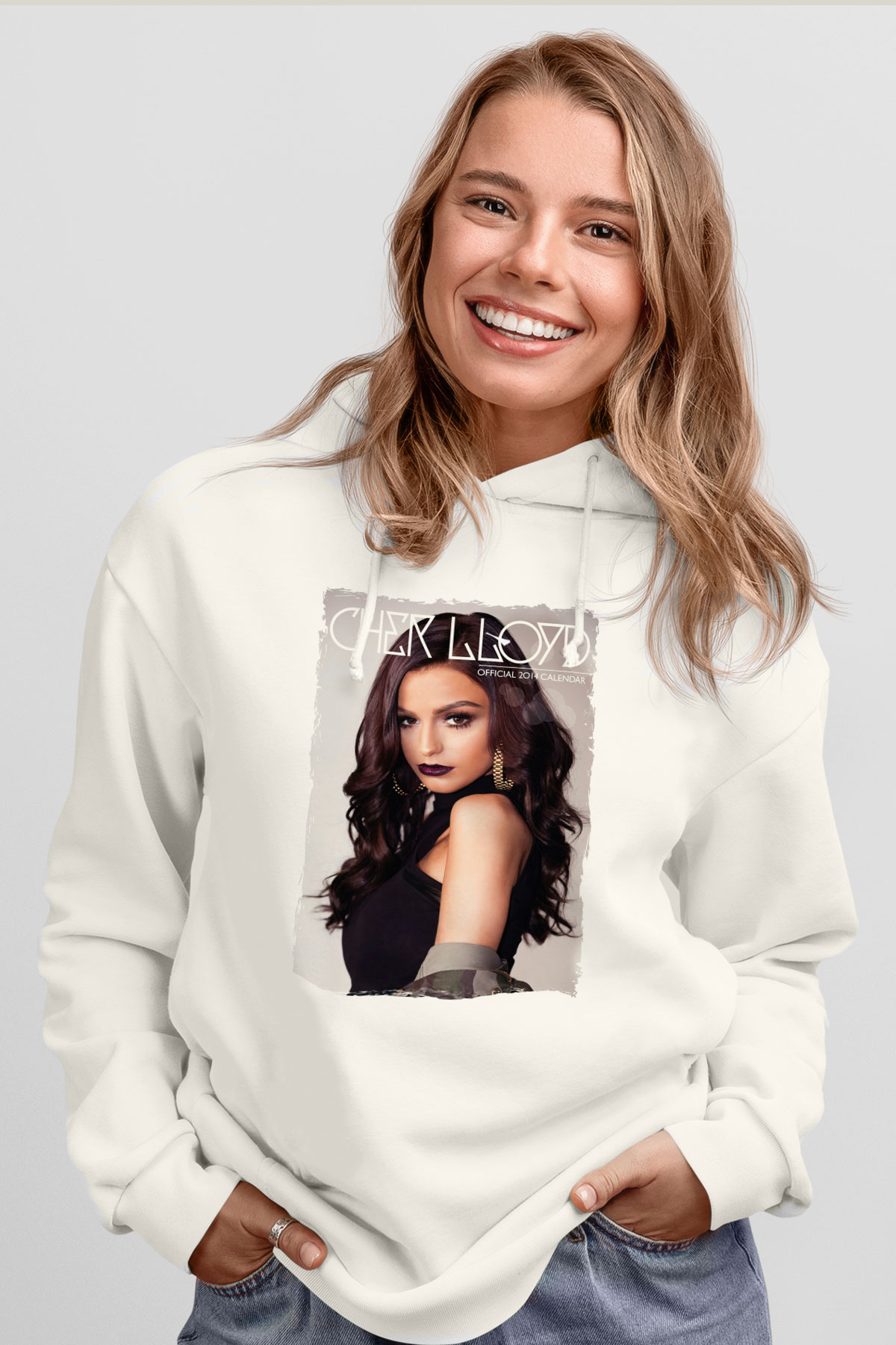 Cher Lloyd Beyaz Unisex Kapüşonlu Sweatshirt