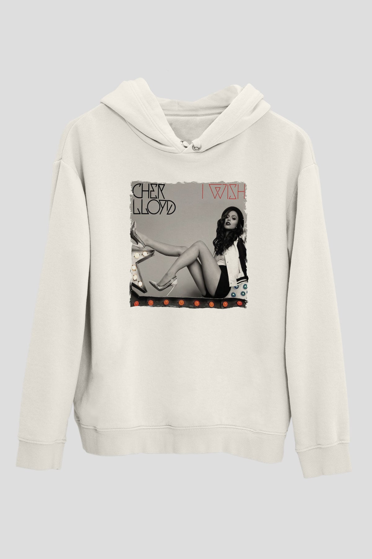 Cher Lloyd Beyaz Unisex Kapüşonlu Sweatshirt
