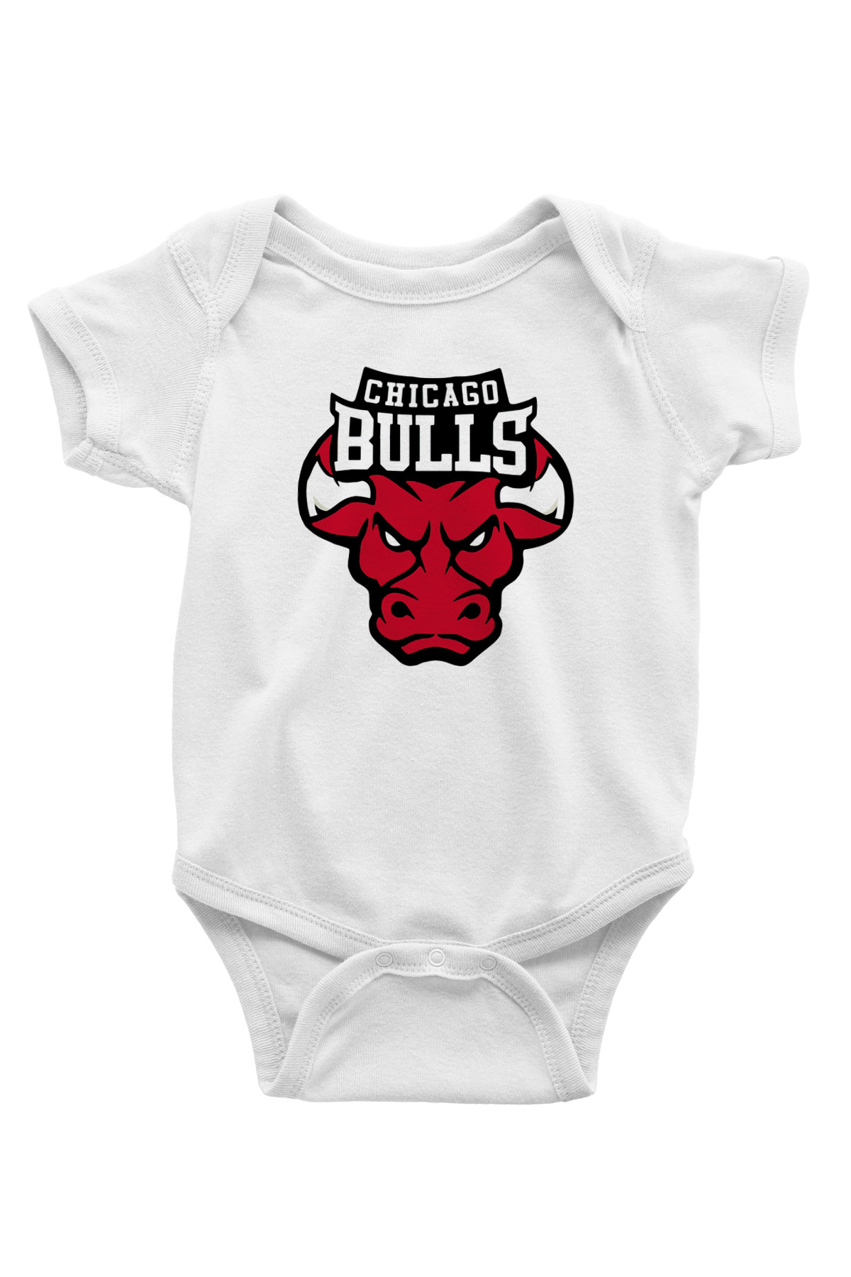 Chicago Bulls Baskılı Beyaz Unisex Bebek Body - Zıbın