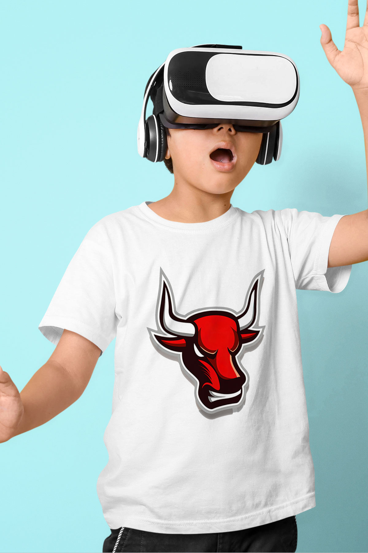 Chicago Bulls Baskılı Beyaz Unisex Çocuk Tişört