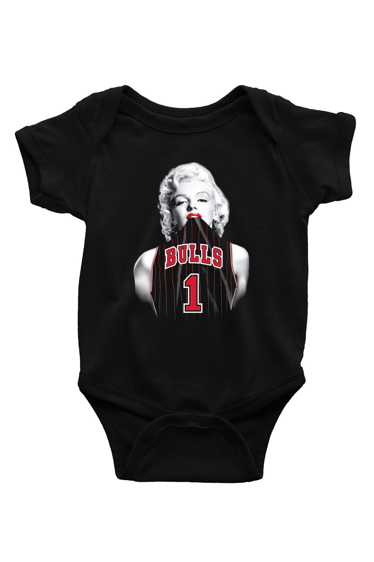 Chicago Bulls Baskılı Siyah Bebek Body - Zıbın