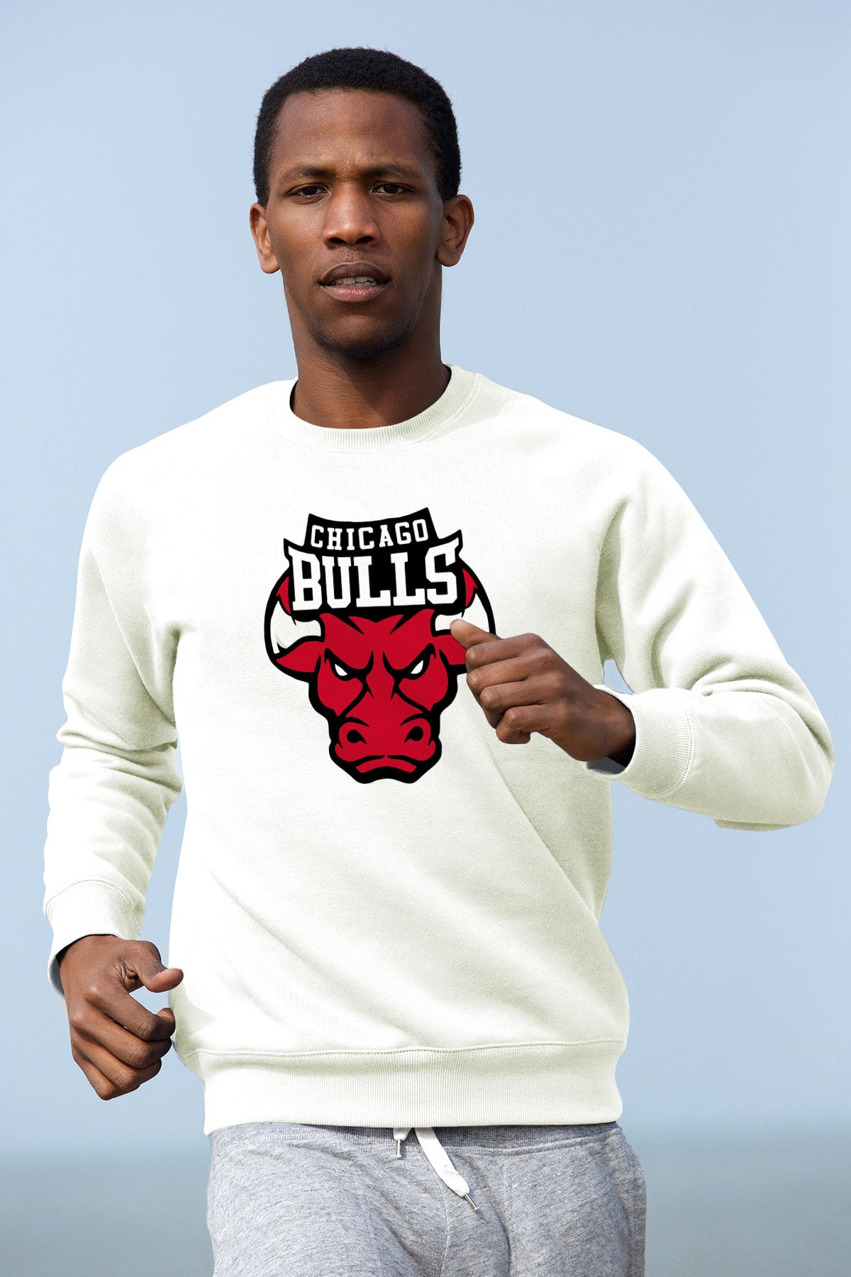 Chicago Bulls Beyaz Unisex Sweatshirt