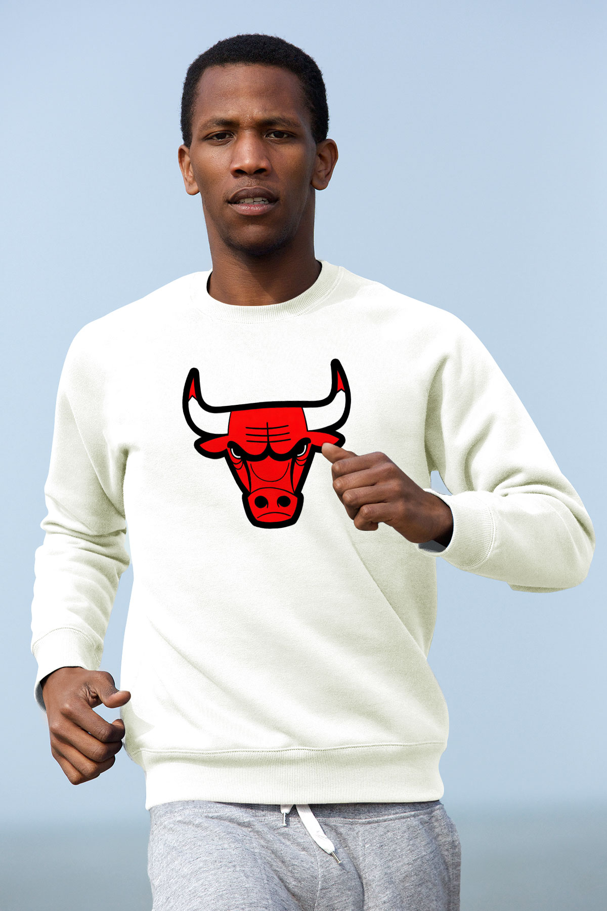 Chicago Bulls Beyaz Unisex Sweatshirt