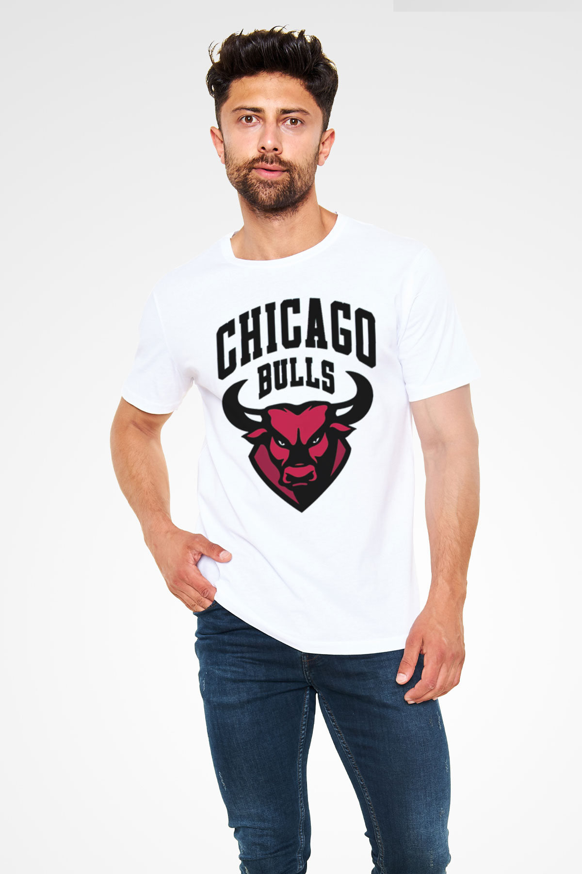 Chicago Bulls Beyaz Unisex Tişört T-Shirt - TişörtFabrikası