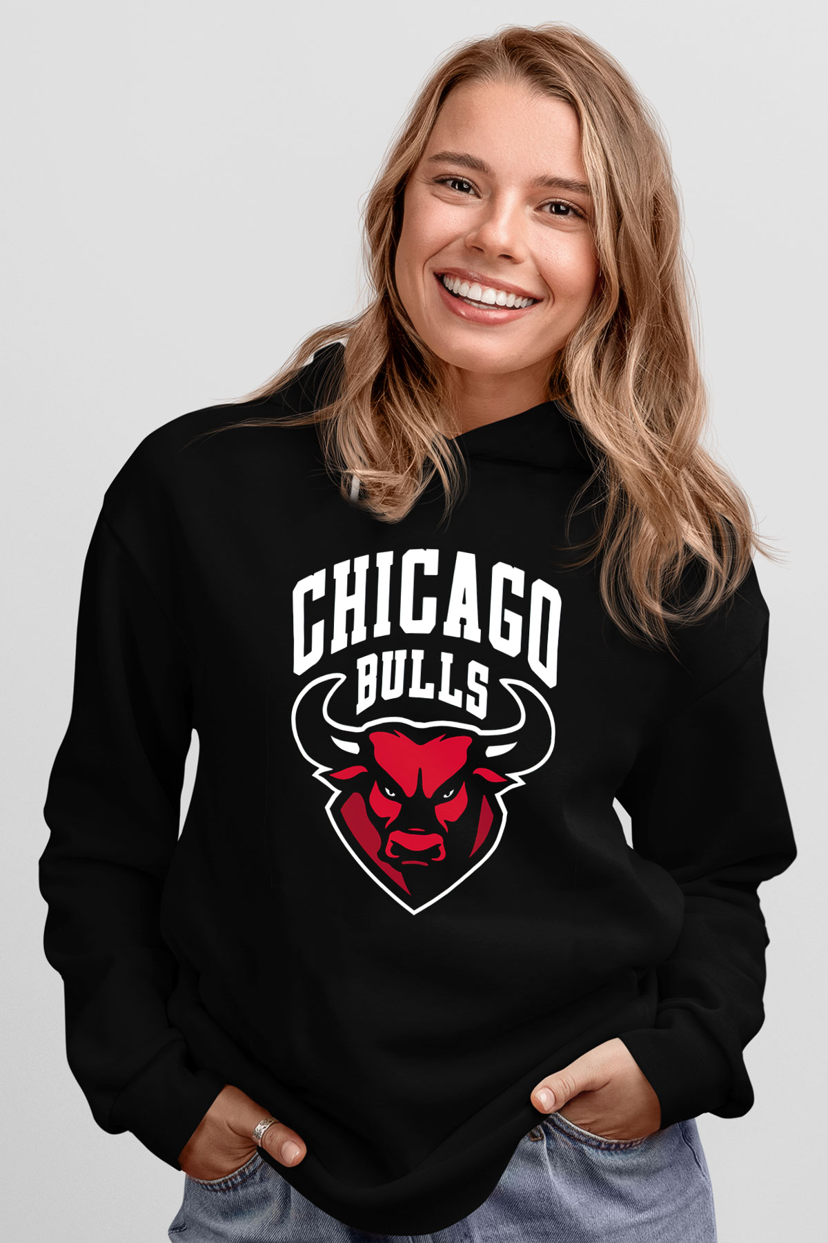 Chicago Bulls Siyah Unisex Hoodie