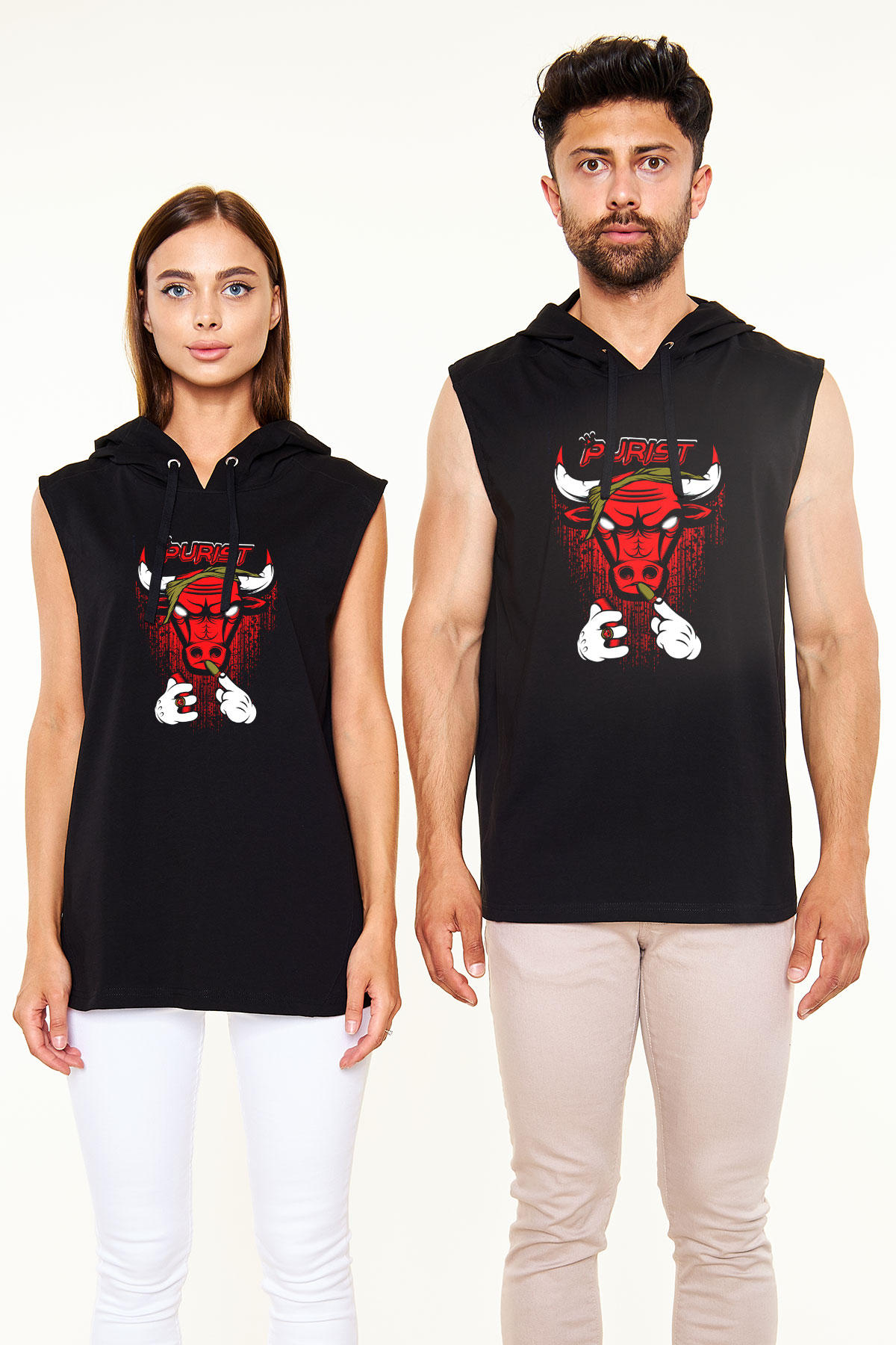 Chicago Bulls Siyah Unisex Kapüşonlu Kolsuz Tişört